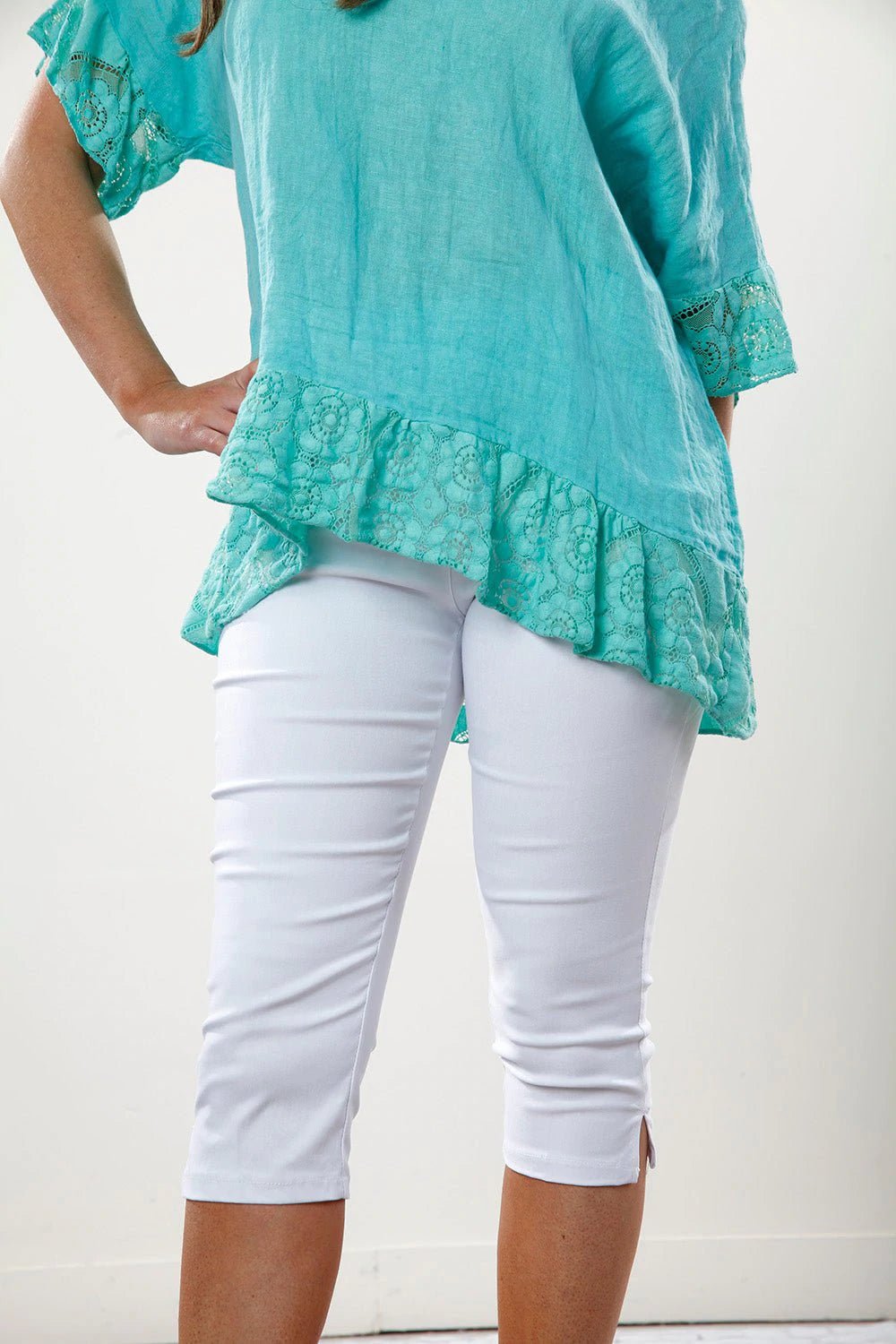 Off-White Capri Pants for Women - High Waisted Summer Casual Pants | Perfect for Beach, Vacation & Outdoor Activities