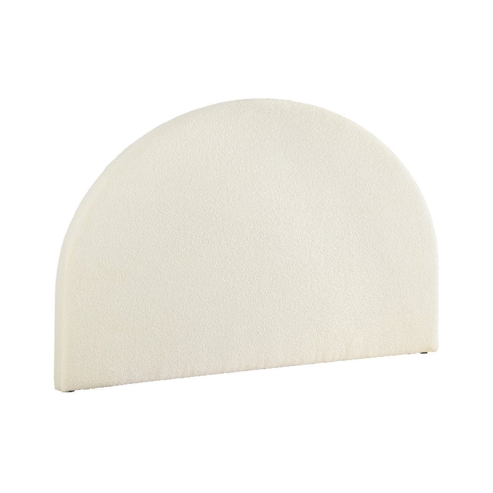 Bouclé Arched King Bed Headboard in White - Luxurious Upholstered Bed Frame for Master Bedroom & Modern Home Decor