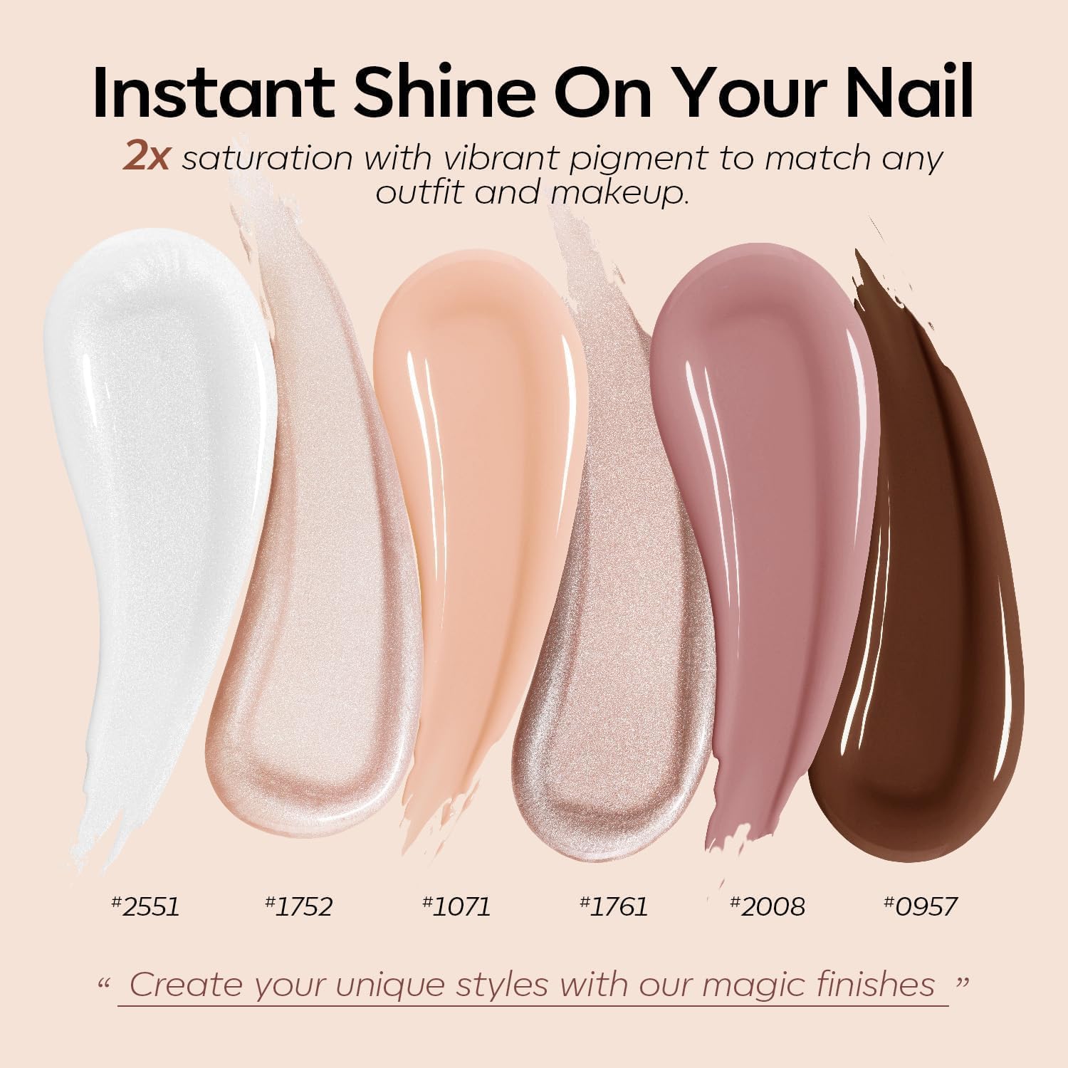 Modelones HEMA-Free Gel Nail Polish Set - 6 Nude Colors (Neutral Brown, Pink Glitter & Shimmer) | Soak Off UV/LED Gel Polish Starter Kit for DIY Manicure | Perfect for All Seasons, Home Salon & Gift Giving