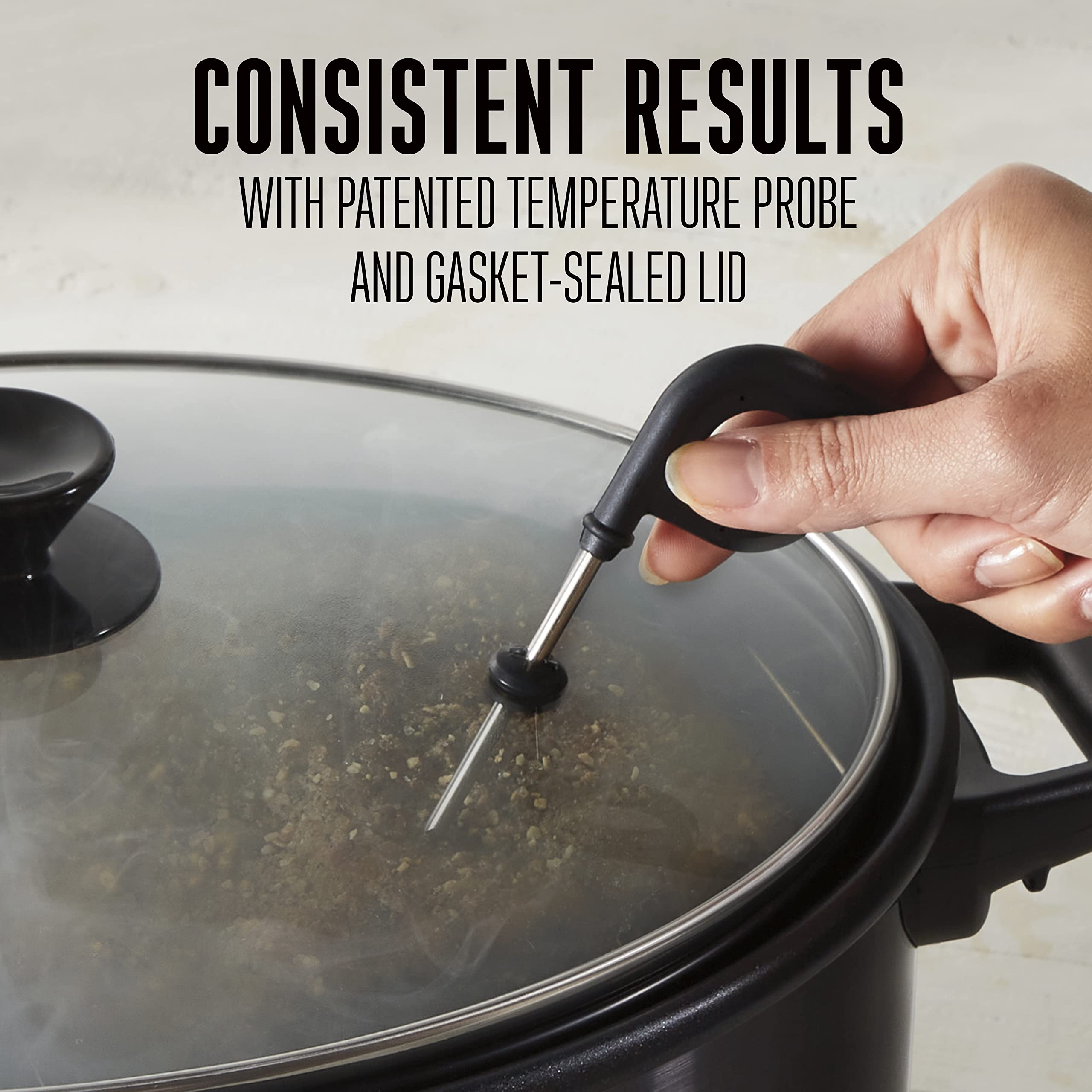 Weston Brands 2-in-1 Indoor Electric Smoker & Programmable Slow Cooker - 6 Quart Capacity with 3-Tier Smoking Rack for Meat, Cheese, Fish & More - Dishwasher Safe Crock & Temperature Probe - Perfect for Home Cooking, BBQ Parties & Meal Prep (Black, Model 03-2500-W)