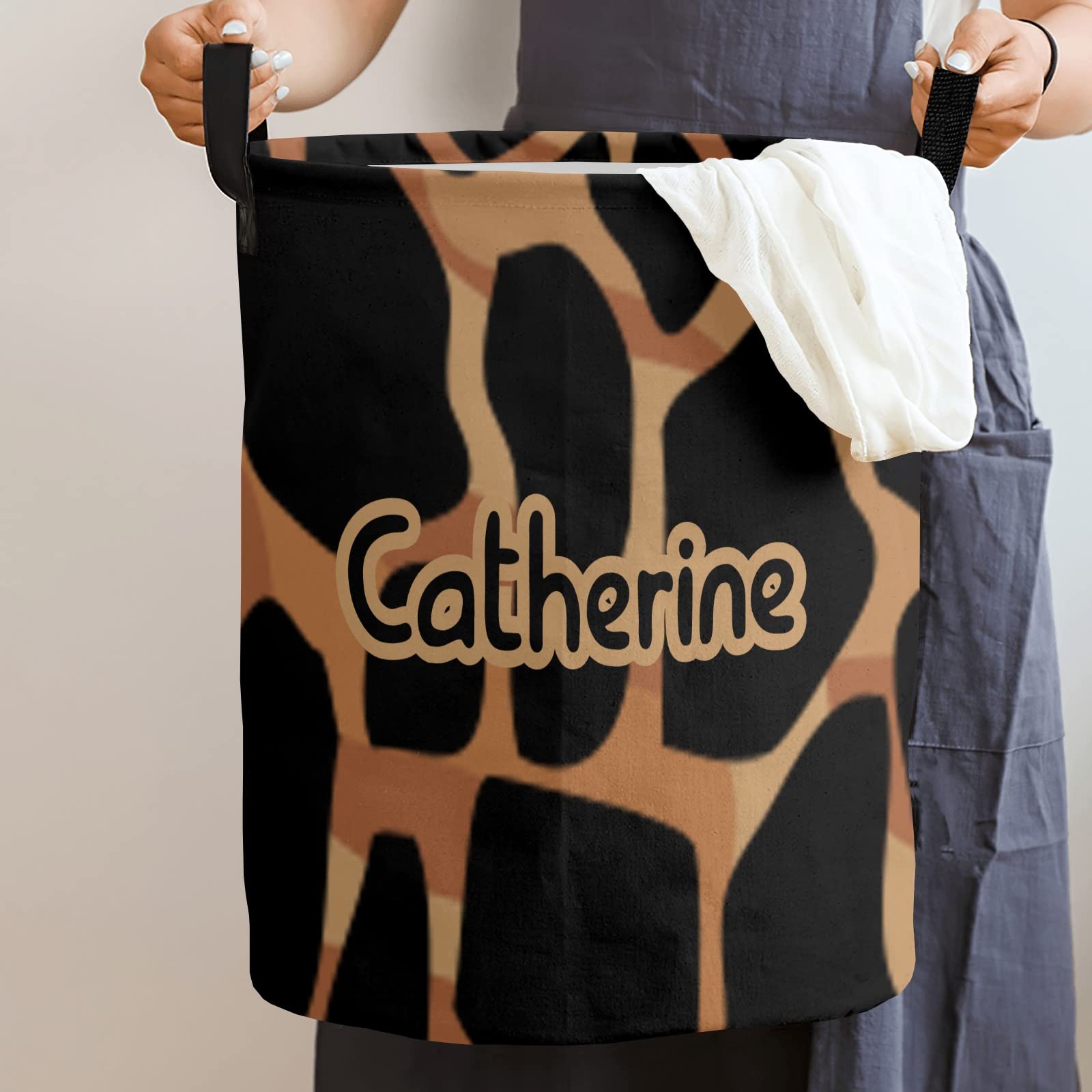Custom Personalized Animal Laundry Basket with Name - Toy Storage Organizer & Dirty Clothes Hamper with Handle for Bathroom, Living Room, Nursery (Style 12) - Perfect for Kids' Room Decor & Home Organization