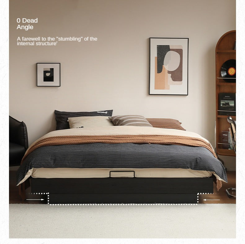 Solid Oak Wood Floating Box Platform Bed Frame - No Headboard Modern Minimalist Design for Bedroom, Guest Room, or Studio Apartment