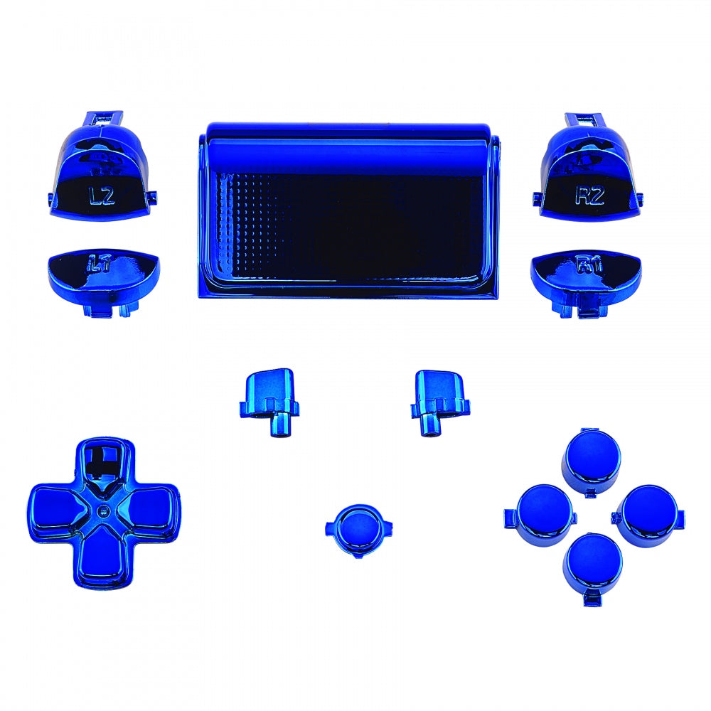 eXtremeRate Chrome Blue Replacement D-Pad, R1 L1 R2 L2 Triggers, Touchpad & Buttons Kit for PS4 Slim/Pro Controller (CUH-ZCT2) - Full Repair Set with Tools - Perfect for Gaming & Controller Customization