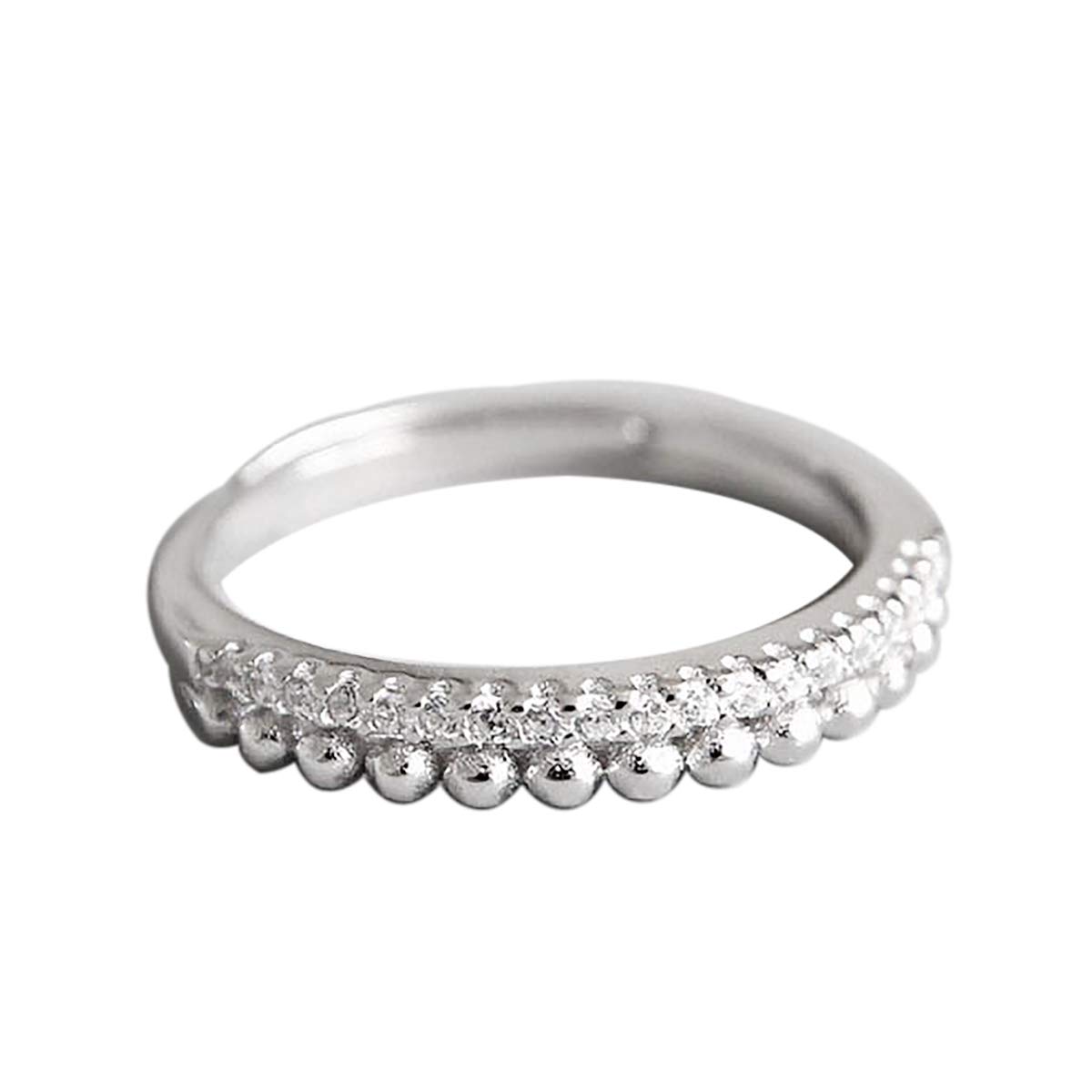 925 Sterling Silver Open Rings for Women - Minimalist Micro-Inlaid Cubic Zirconia Adjustable Knuckle Rings - Handmade Dainty Jewelry Gift for Her - Perfect for Everyday Wear, Date Nights & Special Occasions