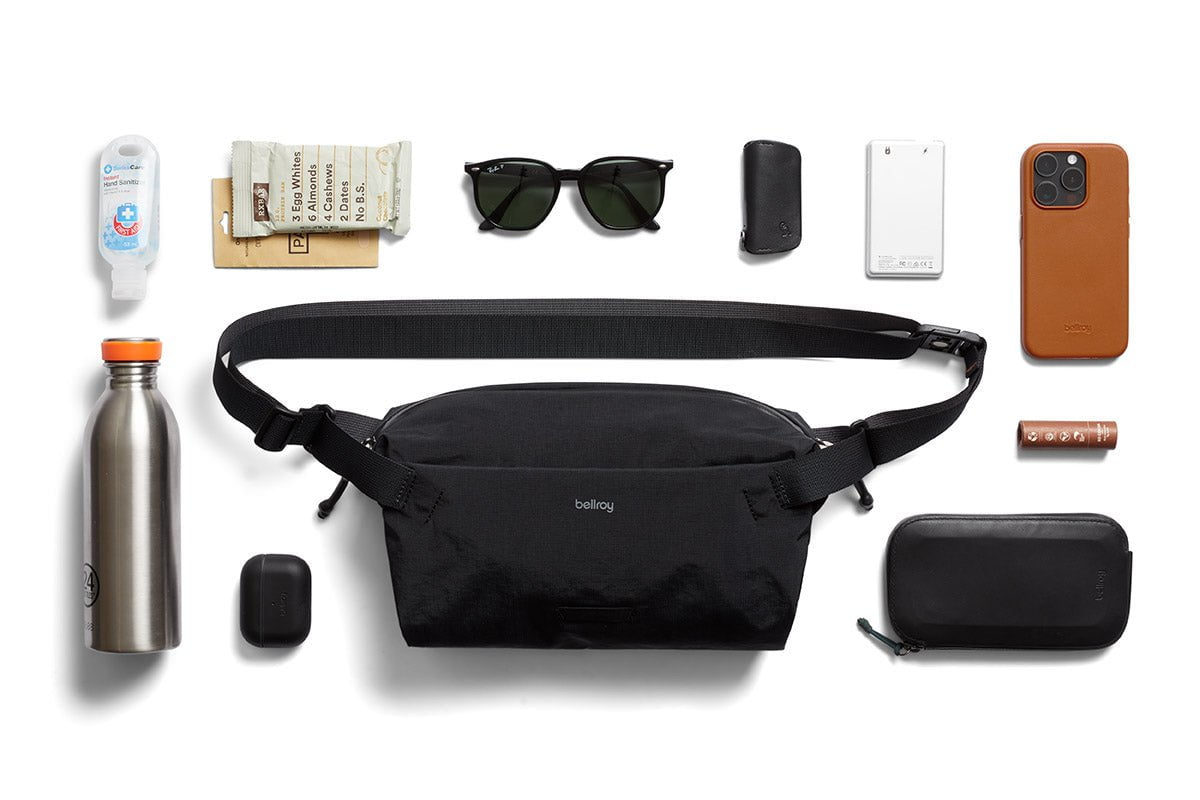 Bellroy Lite Sling - Lightweight Crossbody Bag for Men & Women | Water-Resistant Travel Sling Pack | Perfect for Hiking, Commuting & Everyday Carry (Black)