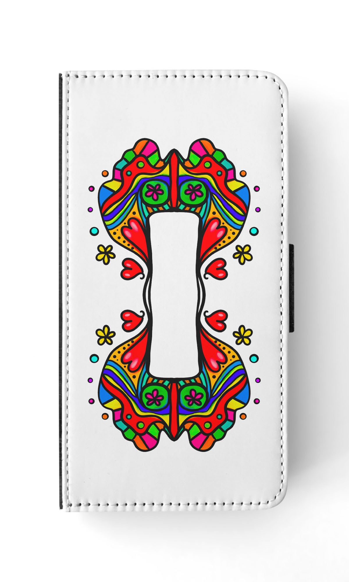 RAINBOY Wavy Sketch Art #2 Flip Wallet Phone Case for Apple iPhone 15 - Slim Protective Cover with Card Holder & Stand Function for Daily Use, Travel & Shopping