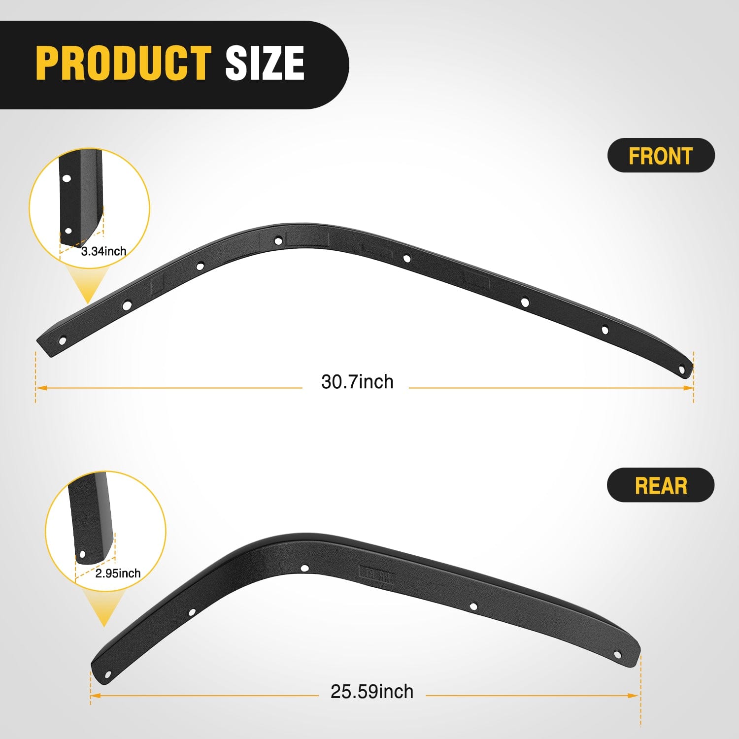 Fender Flares Extensions Set for 2018-2024 Jeep Wrangler JL & JLU Unlimited 2/4 Door Models (Low Wheel Arches) - Durable Off-Road Protection for Mud & Rock Crawling