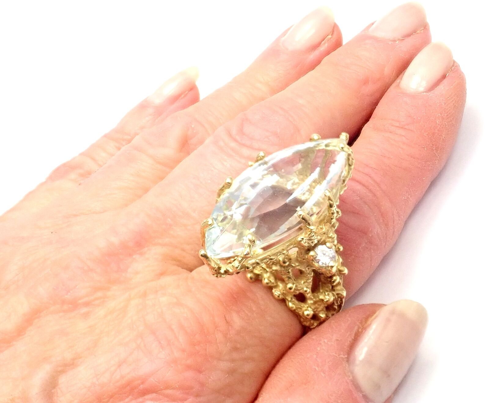 Authentic House of Murat 25ct Aquamarine Diamond Ring - Luxury Statement Jewelry for Weddings, Anniversaries & Special Occasions