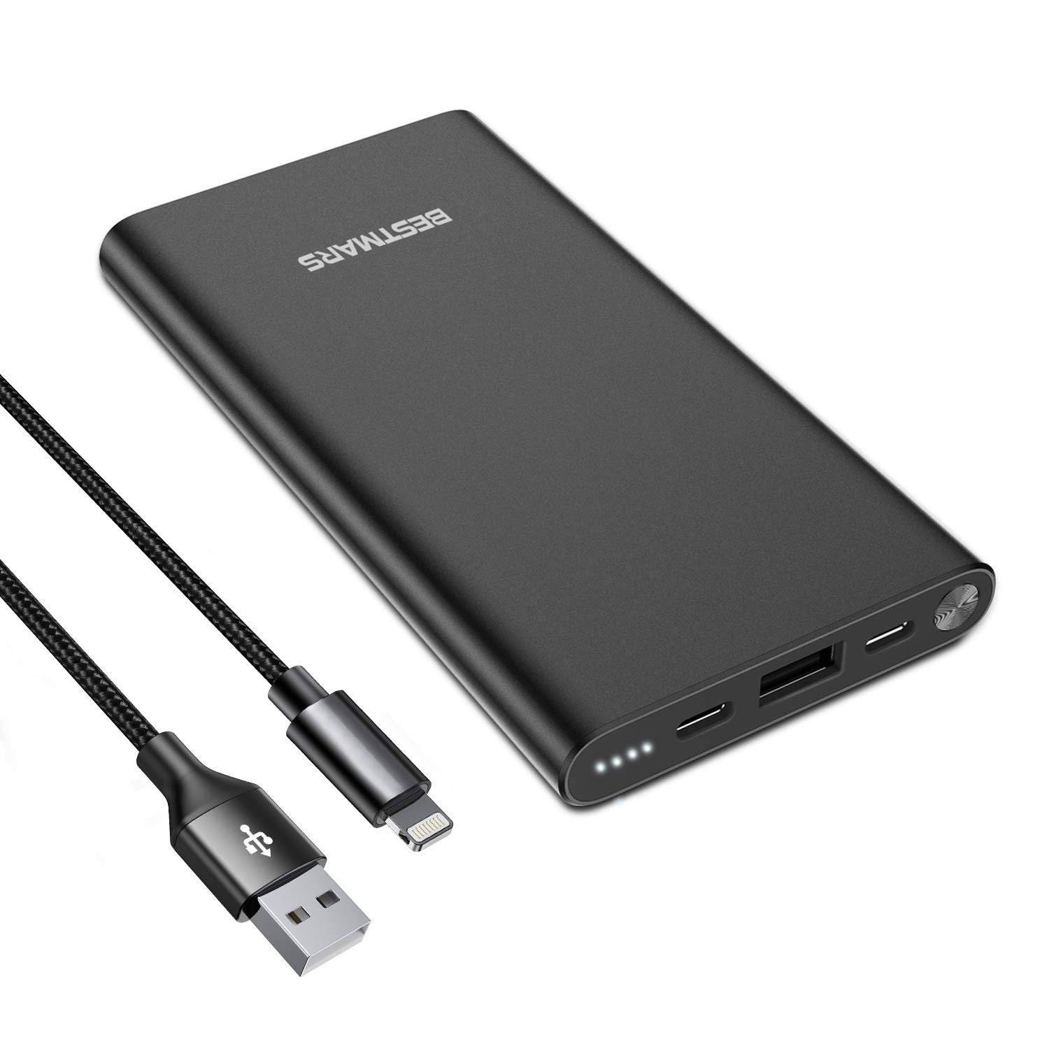 BESTMARS 10000mAh PD 3.0 Fast Charging Power Bank - 18W Quick Charge Portable Charger with USB-C for iPhone 15/14/13/12/11/X/XS/XR/Pro Max/8/SE & Samsung Galaxy - Compact Backup Battery for Travel, Camping & Emergency (Black)