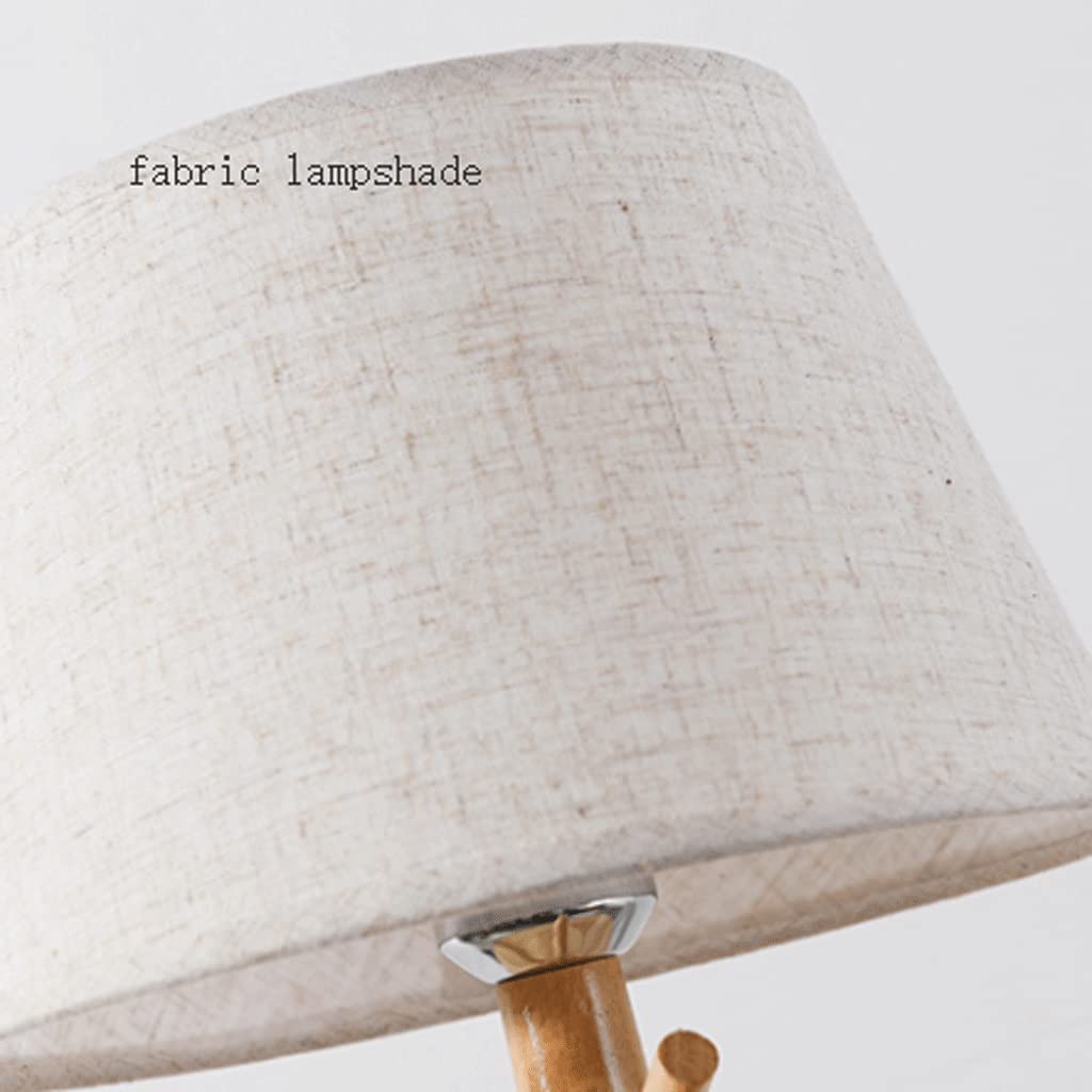 Wooden Table Lamp with Linen Shade - Modern Bedside Nightstand Lamp for Bedroom, Living Room & Office - Push Button Switch, Warm White Lighting for Reading & Relaxation