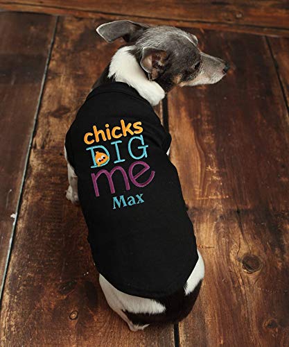 Personalized Easter Dog Shirt - 'Chicks Dig Me' Funny Pet Tee for Dogs | Cute Easter Outfit for Puppies & Small Dogs | Perfect for Easter Photos & Holiday Parties