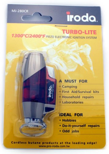 Iroda MJ-280 Turbo-Lite Refillable Butane Lighter & Torch - Windproof, Adjustable Flame for Camping, BBQ, Soldering & Outdoor Adventures
