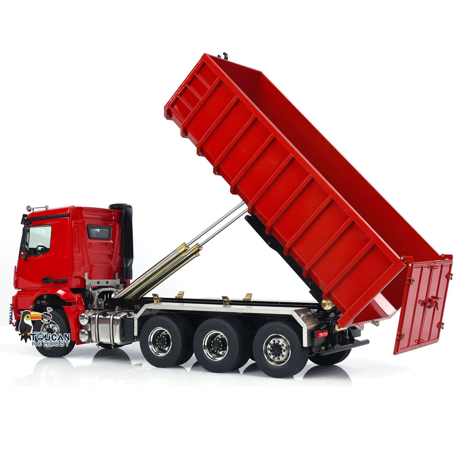 1/14 Scale 8x8 RC Hydraulic Dump Truck - Radio Controlled Construction Vehicle with Rear Axle Steering & Pre-Assembled Painted Body - Perfect for Construction Site Play, RC Hobbyists and Model Collectors