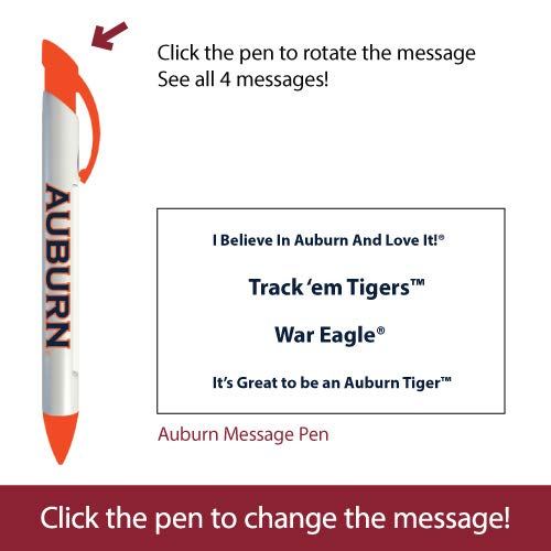 Auburn University Tigers Rotating Message Pens - 4 Pack Officially Licensed Collegiate Gift for Fans, Students & Alumni | Perfect for Game Days, Graduation & School Spirit Events