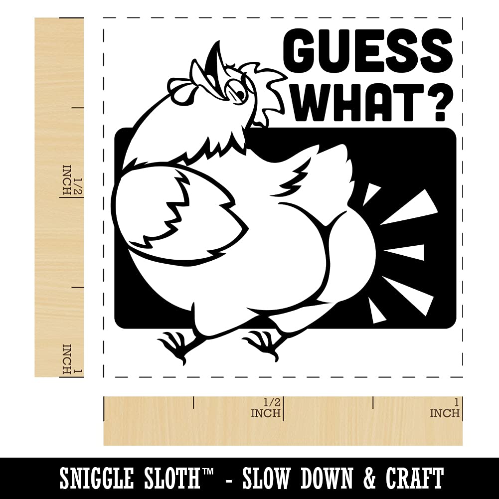 Guess What Chicken Butt Funny Self-Inking Rubber Stamp - 1 Inch Small Stamp with Black Ink - Perfect for DIY Crafts, Scrapbooking, Cards & Office Pranking