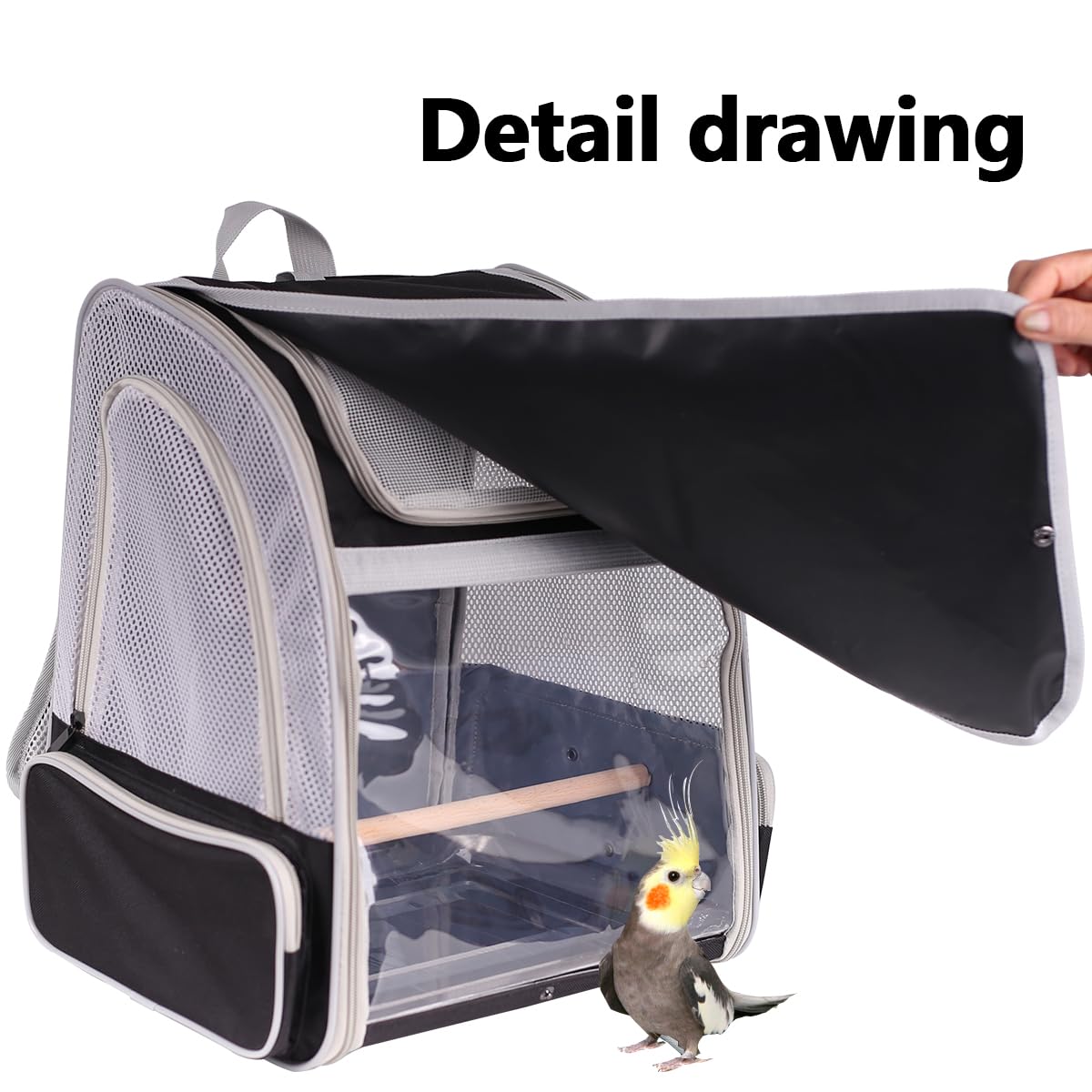 Bird Travel Backpack Carrier with Stand Perch - Airline Approved for Hiking & Outdoor Adventures