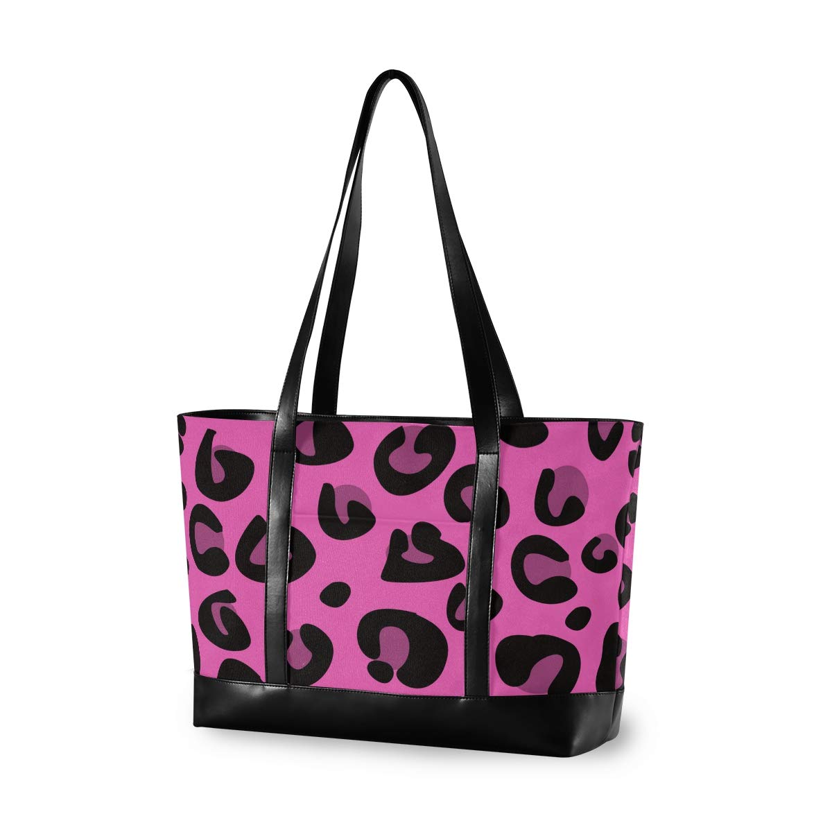 ALAZA Hot Pink Leopard Print Laptop Tote Bag for Women - 15.6 Inch Laptop Organizer Work Purse with Multiple Pockets - Perfect for Teachers, Office Professionals & College Students (Work, School, Travel)