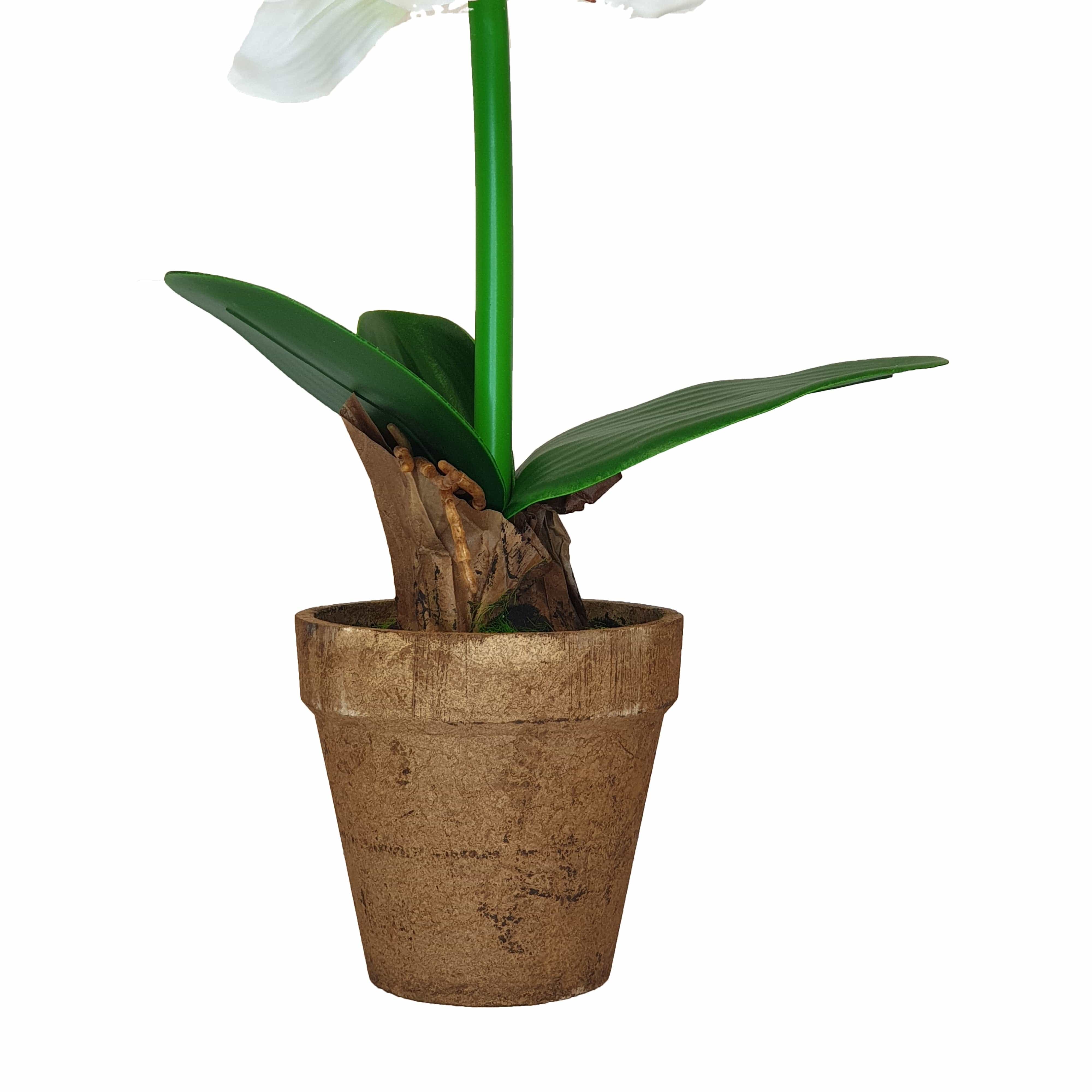 40cm White Ceramic Flower Pot with Artificial Plant - Modern Home & Office Decor for Living Room, Bedroom, or Desk