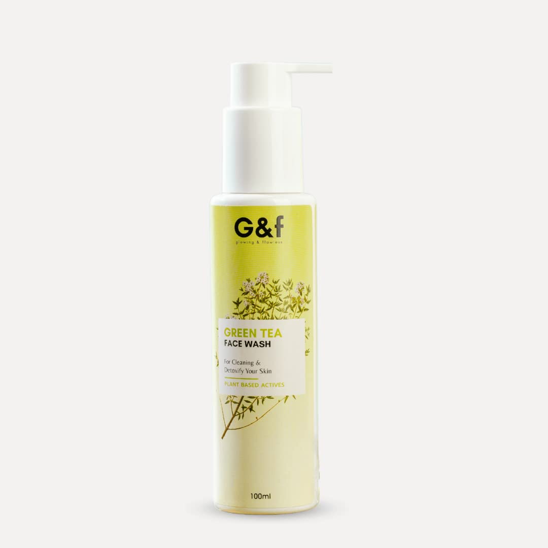 G&F All Natural Green Tea Face Wash for Dry Skin - 100ml | Gentle Cleansing, Hydrating & Soothing | Perfect for Morning & Night Skincare Routine