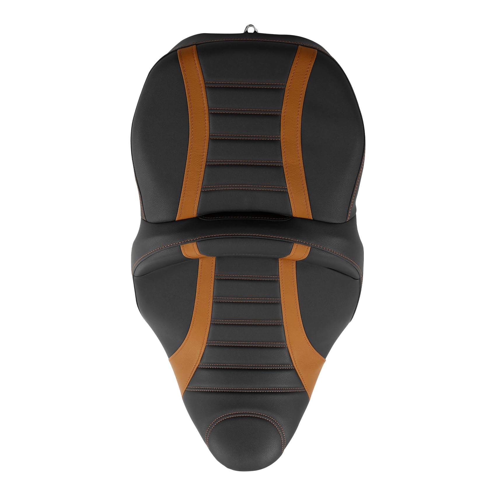 C.C. RIDER Driver & Passenger Seat - Rally Stripe Tuck & Roll 2-Up One-Piece for Harley Touring Road King Street Glide Road Glide Electra Glide 2009-2023 | Comfortable Motorcycle Seat for Long Rides & Cruising