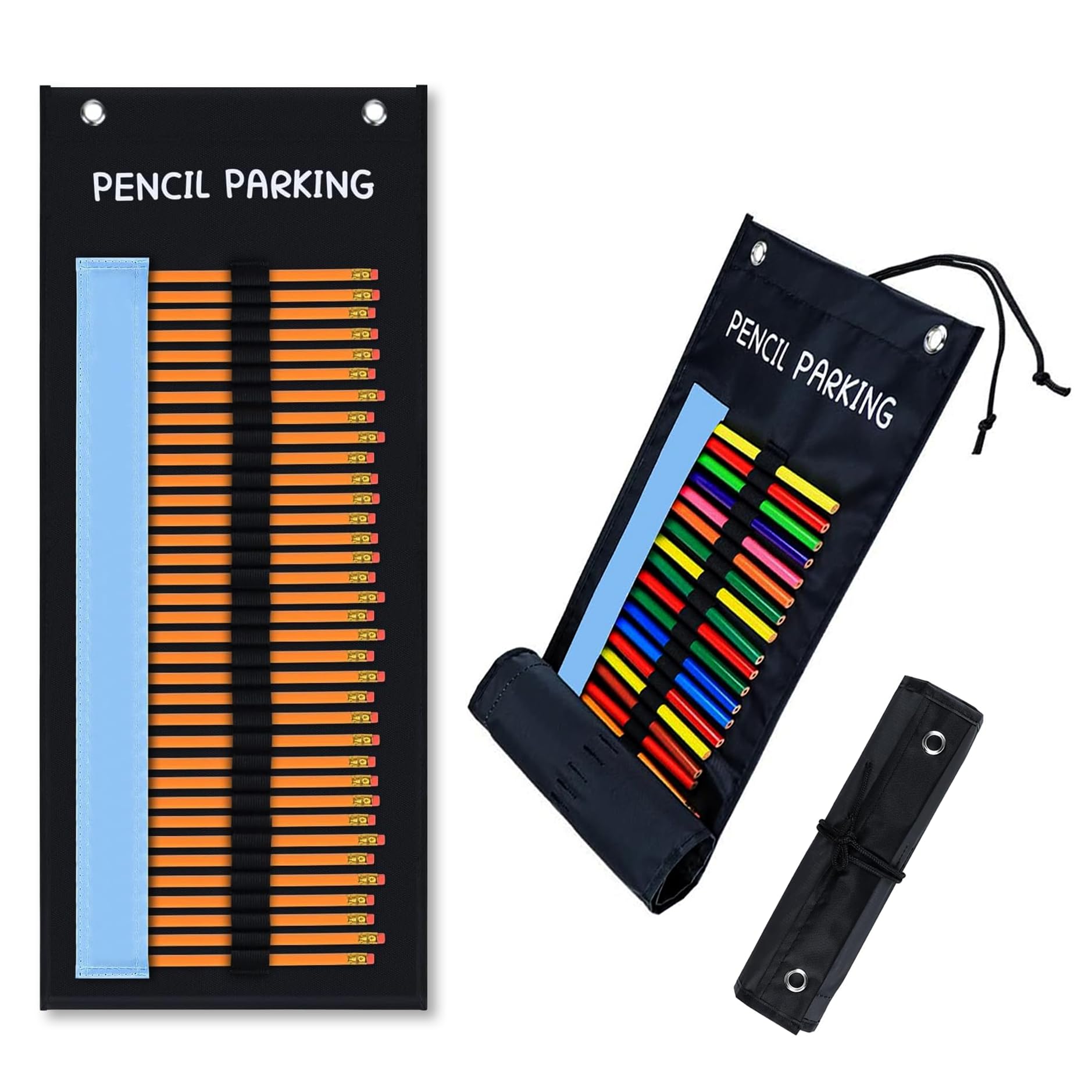2-Pack Black Hanging Pencil Holder for Classroom - Organize Pens, Colored Pencils & School Supplies - Each Holds 36 Pencils - Perfect for Teachers, Students & Back to School Organization