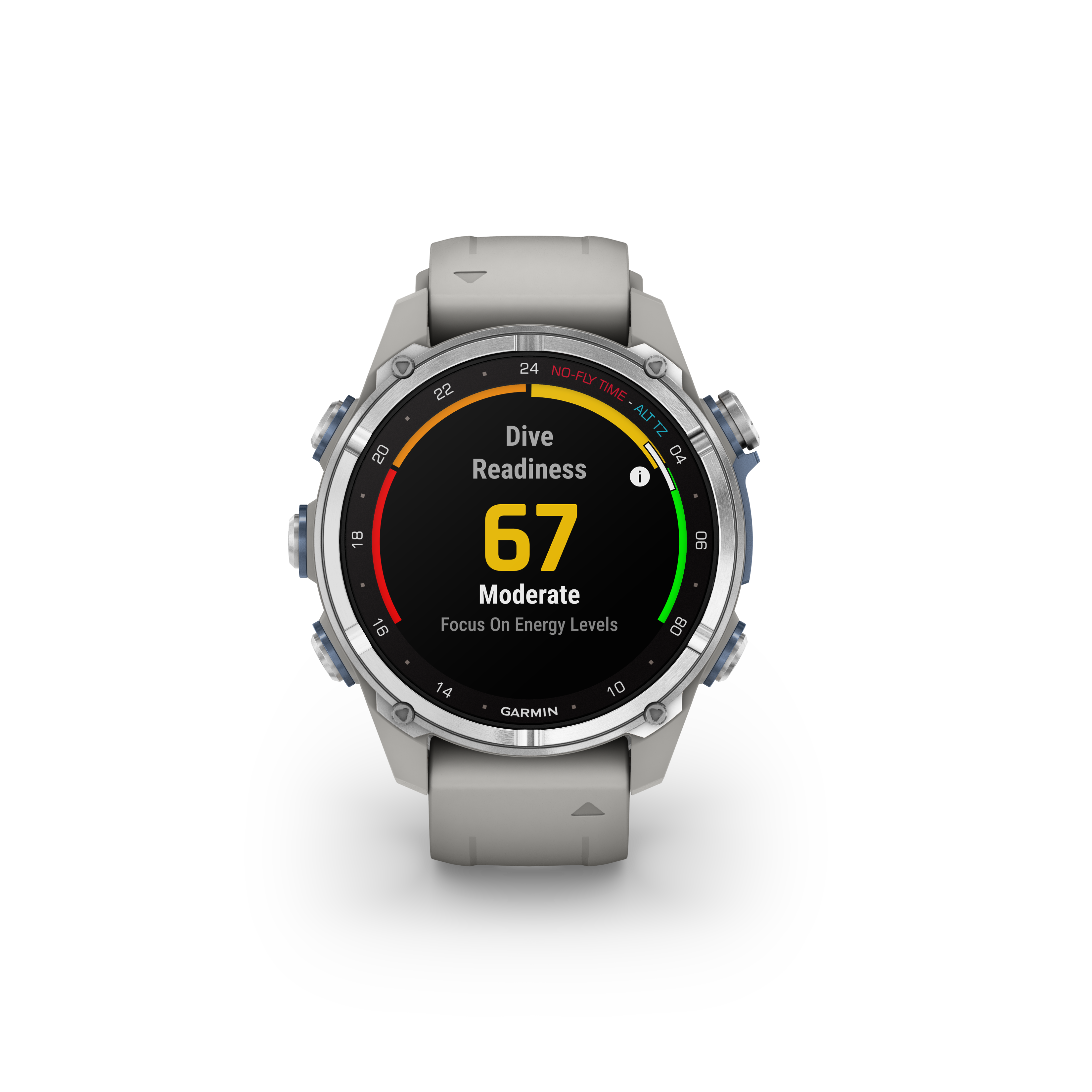Garmin Descent Mk3 Dive Computer & Fitness Watch - 43mm Stainless Steel with Fog Gray Silicone Band - Scuba Diving, Swimming & Everyday Wear