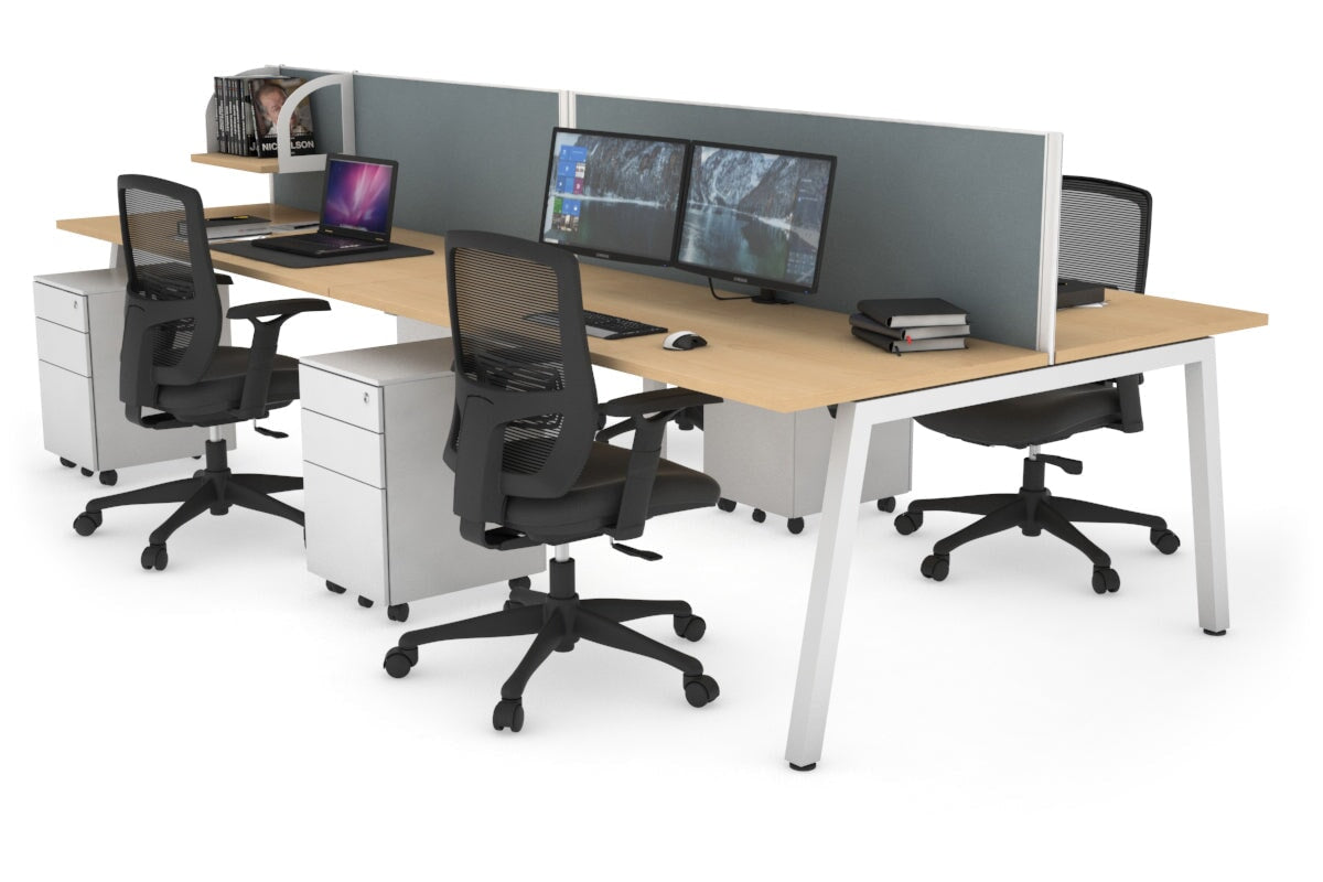 Quadro 4-Person Office Workstation Desk - 1400L x 700W Dimensions - Perfect for Team Collaboration, Open Office Spaces & Coworking Environments