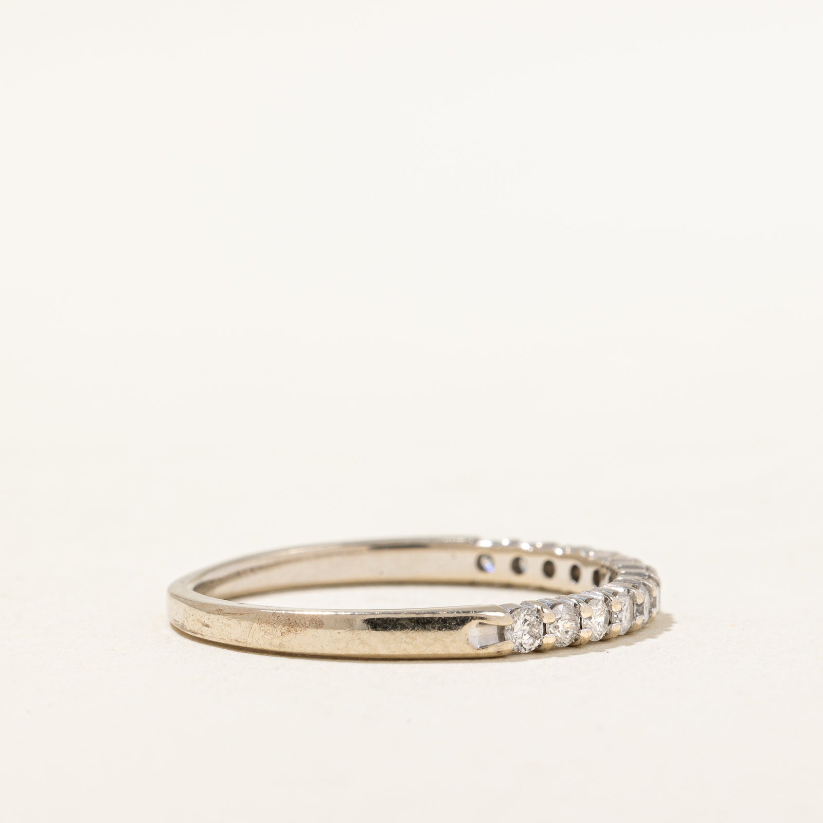 Semi Eternity Diamond Wedding Band Ring - 0.26ctw Round Cut Diamonds in 14K White Gold - Size 6.25 - Perfect for Anniversary, Engagement & Bridal Jewelry Gifts
