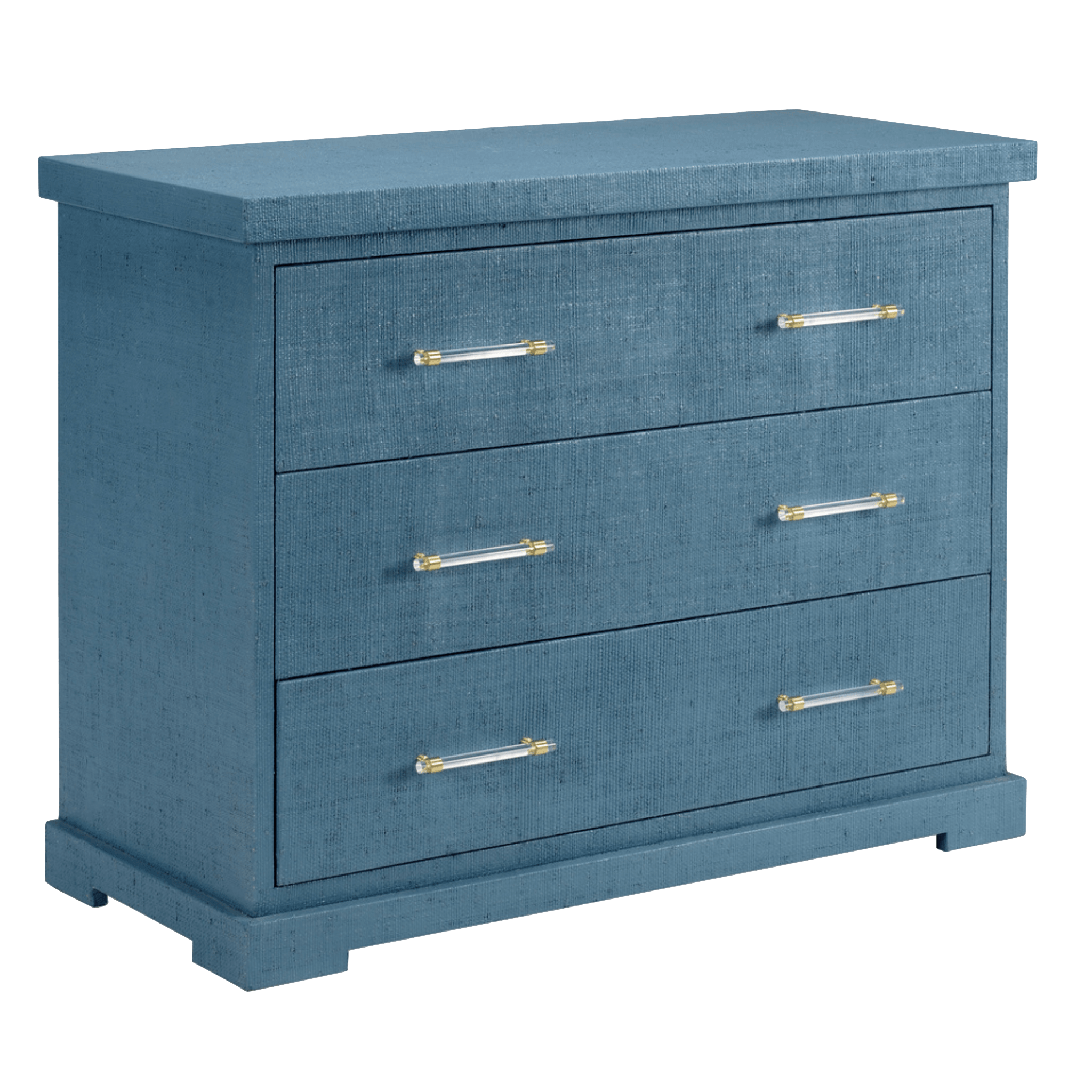 Blue Raffia Woven Storage Chest with Lid - Stylish Home Decor for Bedroom, Living Room, or Entryway Organization