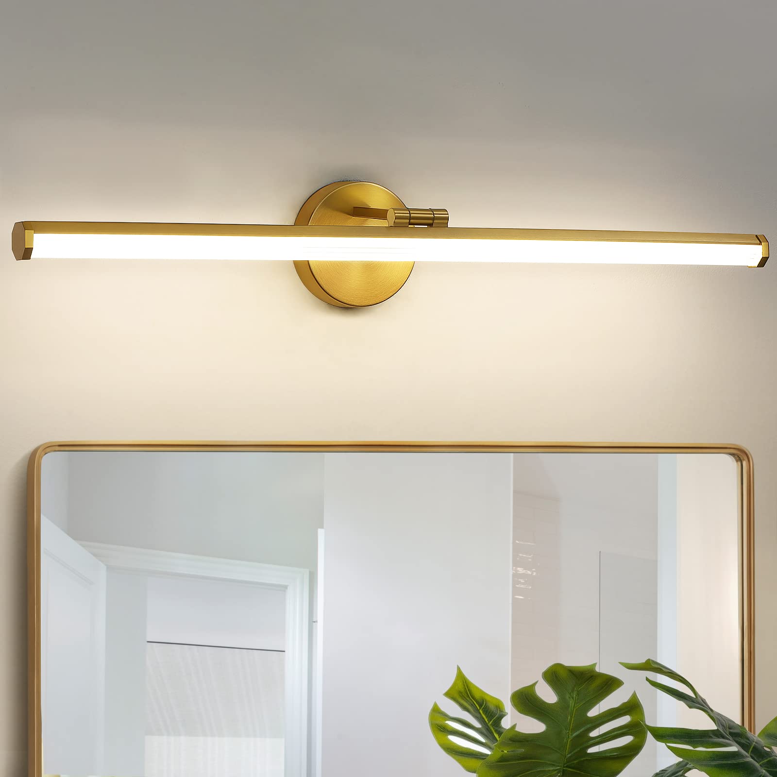 KAISITE 30 Inch Gold Modern LED Bathroom Vanity Light - 24W 4000K Dimmable Rotatable Light Fixture for Mirror Lighting | Perfect for Bathroom, Powder Room & Dressing Area Makeup Lighting