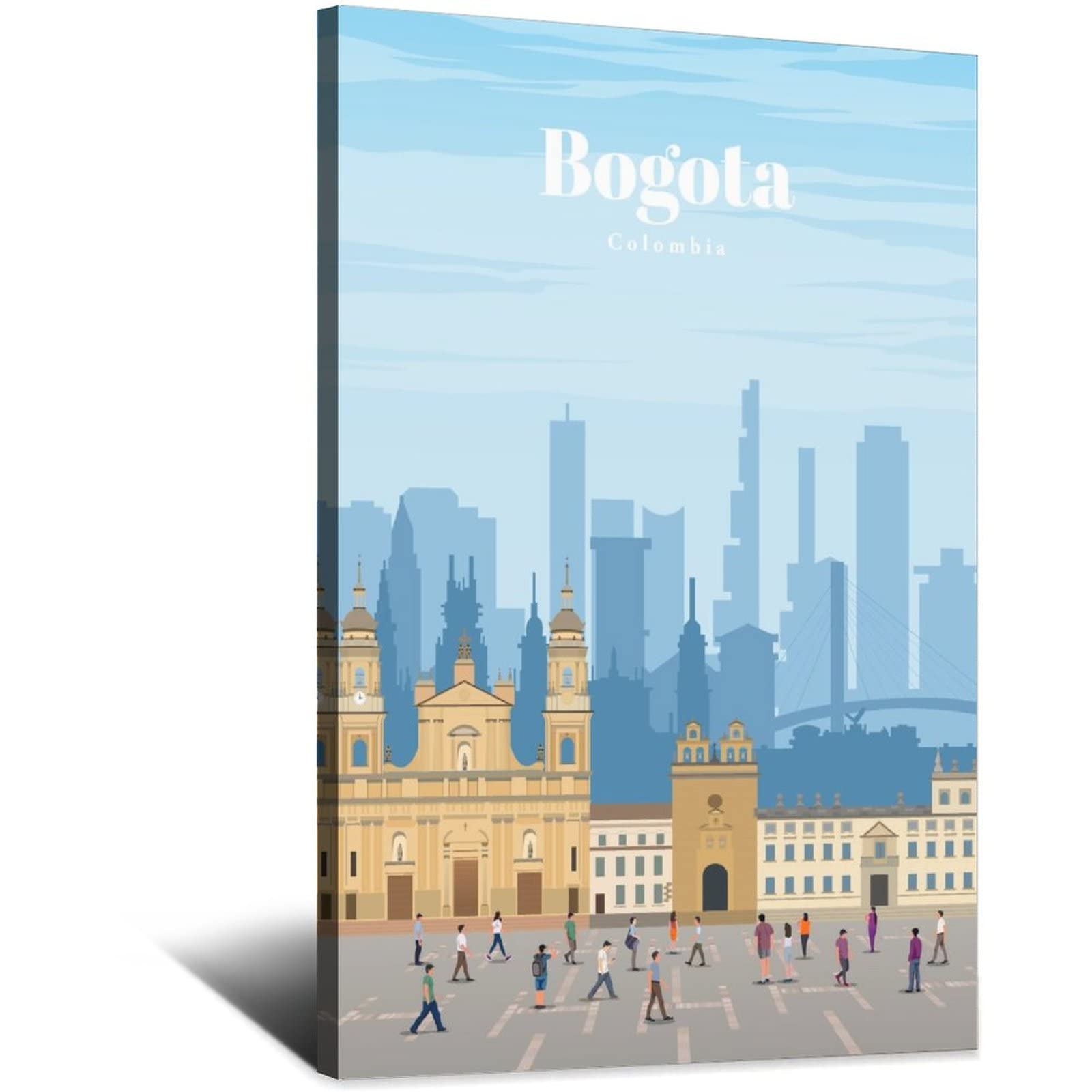 ANAQUT Vintage Bogota Colombia Travel Poster - Cityscape Canvas Wall Art Print for Living Room, Bedroom & Office Decor - Modern Home Painting Gift (24x36 Inches, 60x90cm) | Perfect for Travel Lovers & Urban Style Interiors