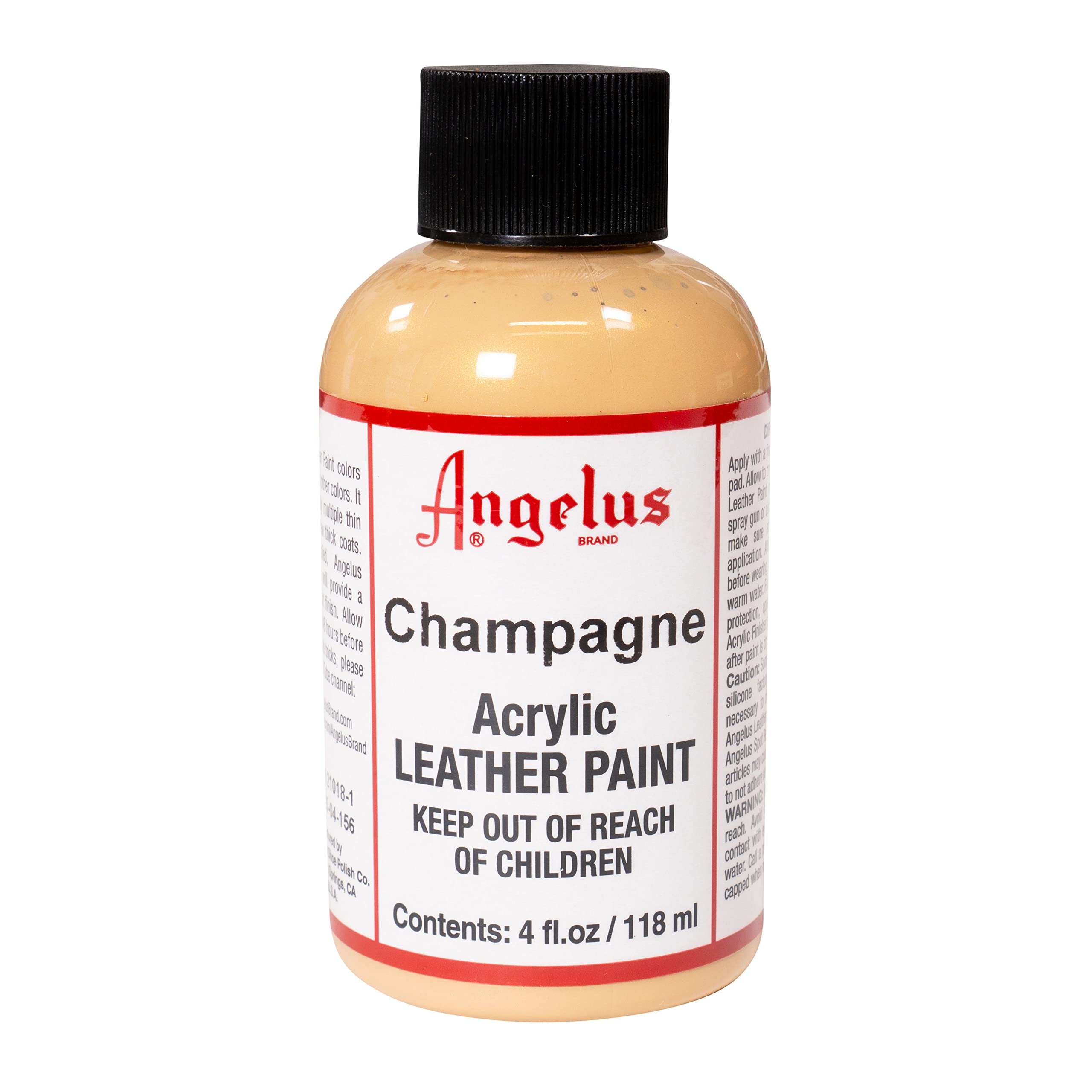 Angelus Acrylic Leather Paint - 4 oz Champagne Color - Premium Leather Repair & Customization for Shoes, Bags, Jackets - DIY Leather Craft Supplies for Artists & Designers