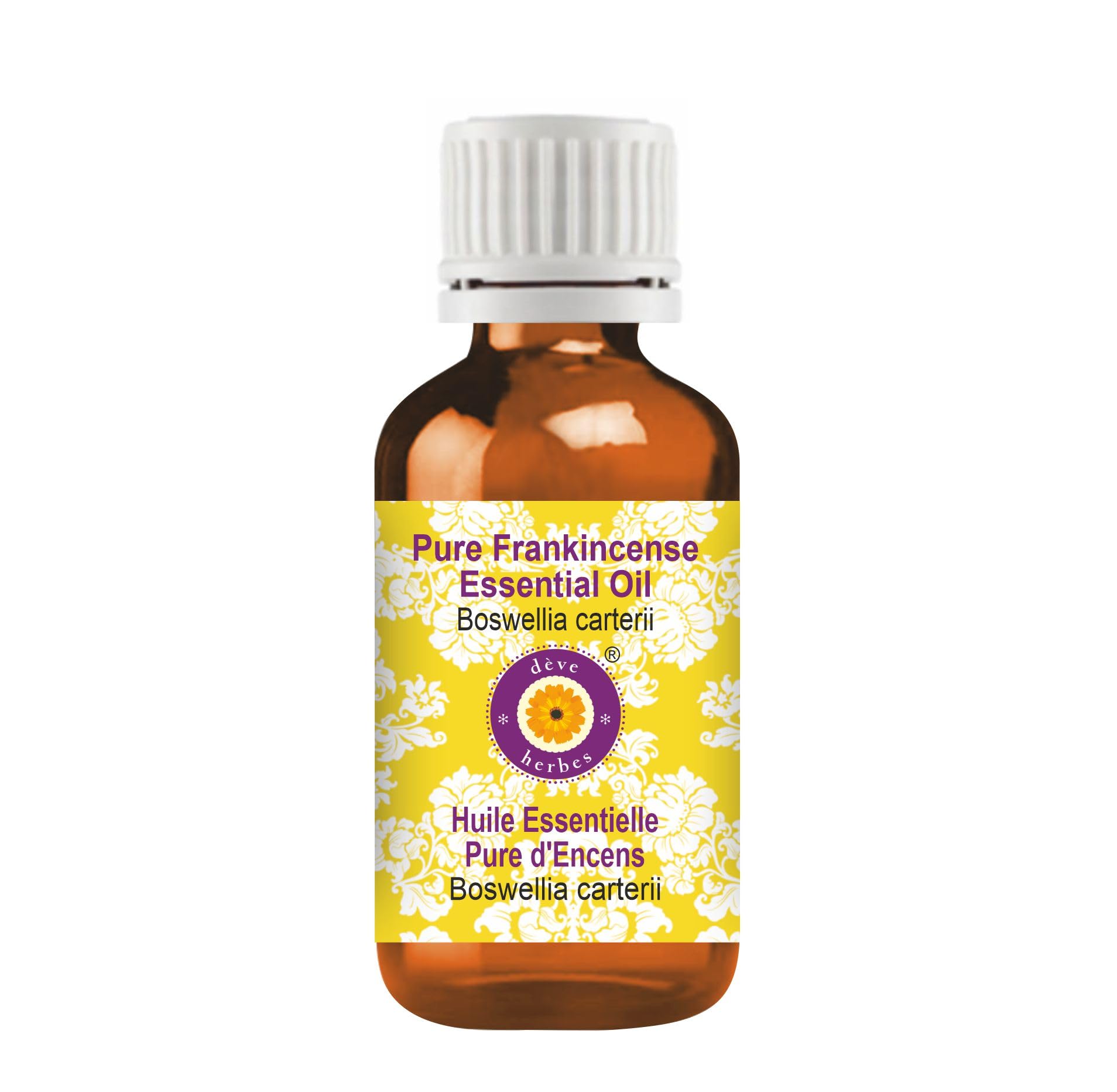 Pure Frankincense Essential Oil (Boswellia Serrata) - 10ml Steam Distilled, 70% Alpha Thujene for Aromatherapy, Meditation & Skin Care | Deve Herbes