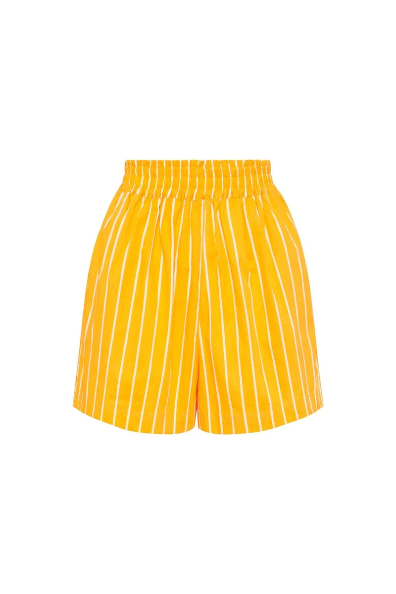 Elva Women's Shorts - Adia Stripe Print Citrus Floral Summer Casual Shorts for Beach, Vacation and Everyday Wear