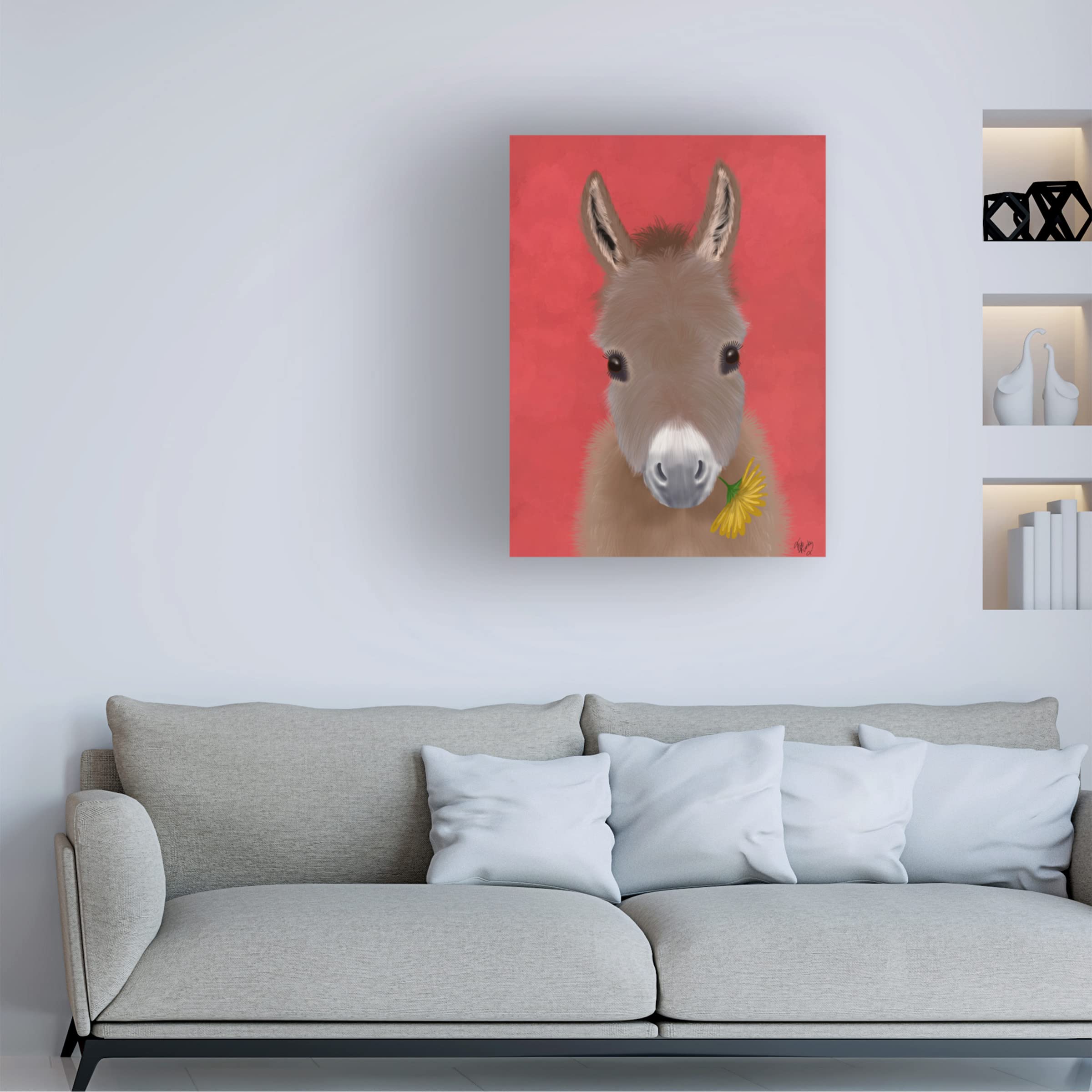 Trademark Fine Art 'Donkey Yellow Flower' Canvas Wall Art Print by Fab Funky - Vibrant Home Decor for Living Room, Bedroom & Office