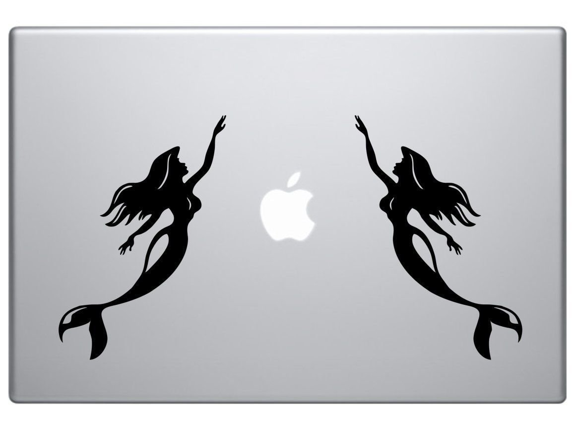 2 x Mermaid Sky Mirror Tribal Decal Vinyl Stickers - Waterproof Car, Wall, Laptop & Phone Decals (Black) - Perfect for Car Windows, Bedroom Decor, Laptop Customization & Phone Personalization