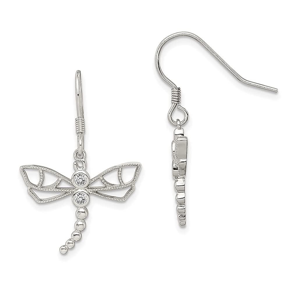925 Sterling Silver Cubic Zirconia Dragonfly Drop Earrings - Elegant Dangle Chandelier Jewelry for Women | Perfect Gift for Her, Birthday, Anniversary & Special Occasions