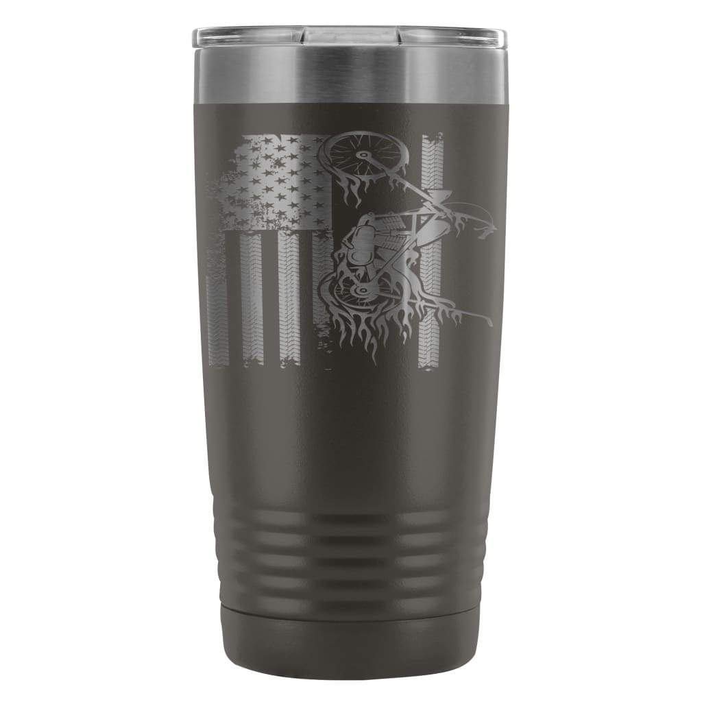 ODDITEES Motorcycle Patriot Tumbler - 20oz Stainless Steel Biker Cup with Laser Etched USA Flag - Green - Perfect for Motorcycle Rides, Road Trips & Outdoor Adventures