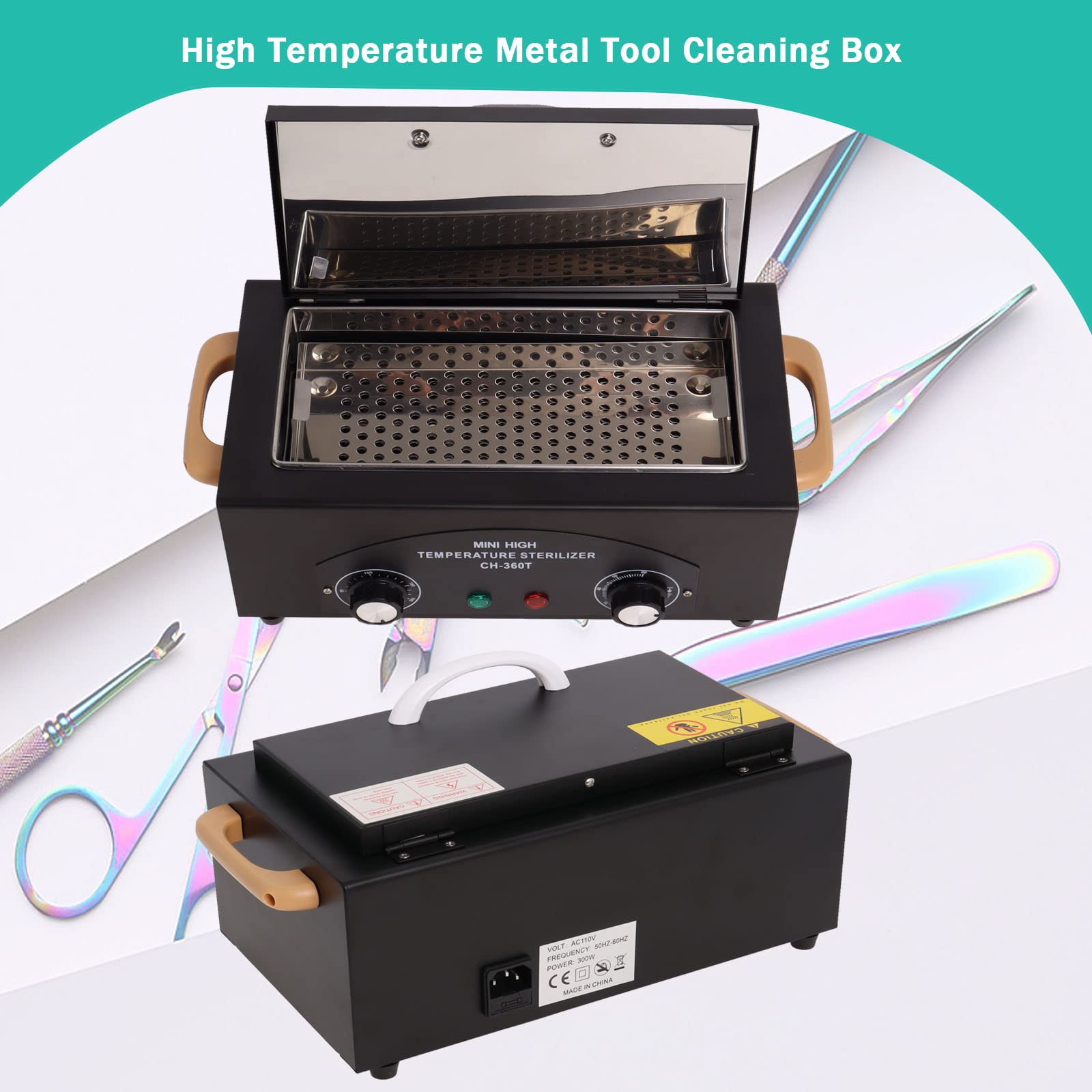 Professional 2L High-Temperature Sterilizer for Nail Tools & Tattoo Equipment - Dry Heat Sanitizer with Timer for Salon, Spa, Barber Shop - Multi-Functional Metal Cleaning for Manicure & Jewelry (Black) | Perfect for Sanitizing Nail Clippers, Tattoo Needles & Earrings