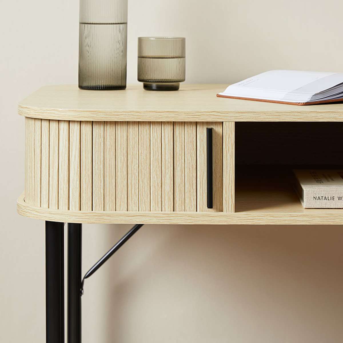 Ellis Desk - Modern Home Office Desk with Storage, Ergonomic Design for Work & Study | Perfect for Small Spaces, Remote Work & Online Classes