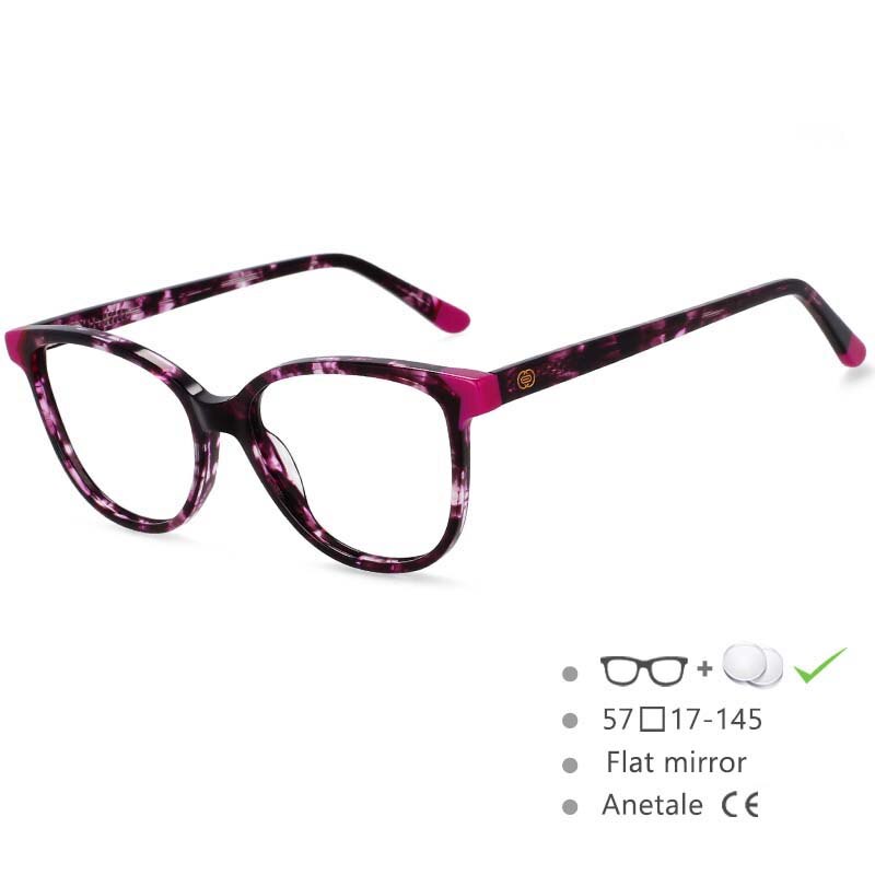 CCspace Women's Full Rim Round Acetate Frame Eyeglasses 54552 - Stylish & Lightweight Reading Glasses for Women, Perfect for Office, Reading & Everyday Use
