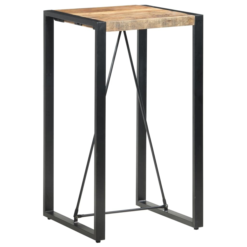 Industrial Design Bar Table with Sturdy Metal Frame, Solid Mango Wood Dining Table, 23.6