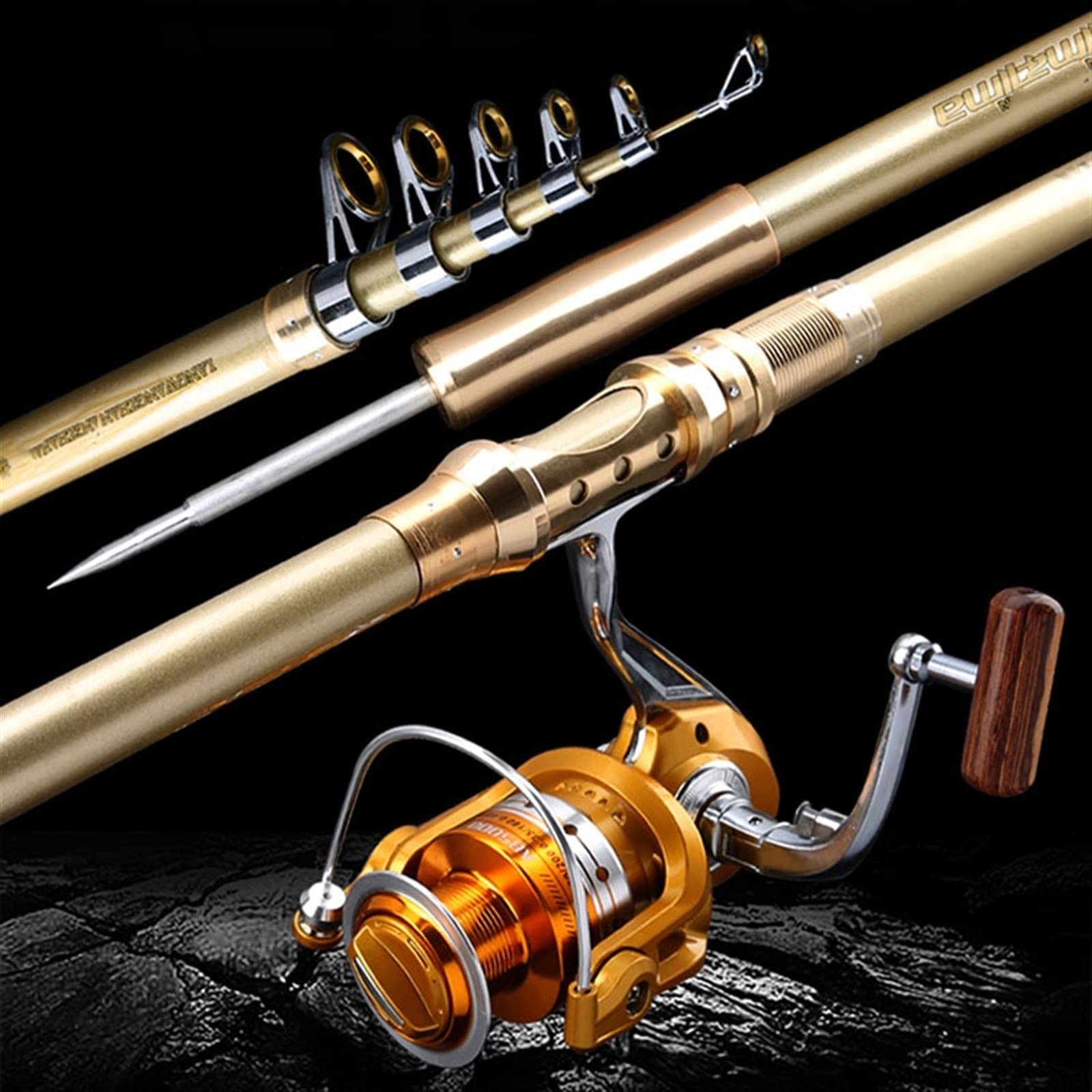 Premium Carbon Fiber Fishing Rod and Reel Combo Set - 2.1m to 4.5m Telescopic Fishing Pole with 14+1 Bearing Spinning Reel - Perfect for Rock Fishing, Freshwater & Saltwater Anglers - Ideal Gift for Beginners & Pros - Great for Shore Fishing, Boat Trips & Outdoor Adventures