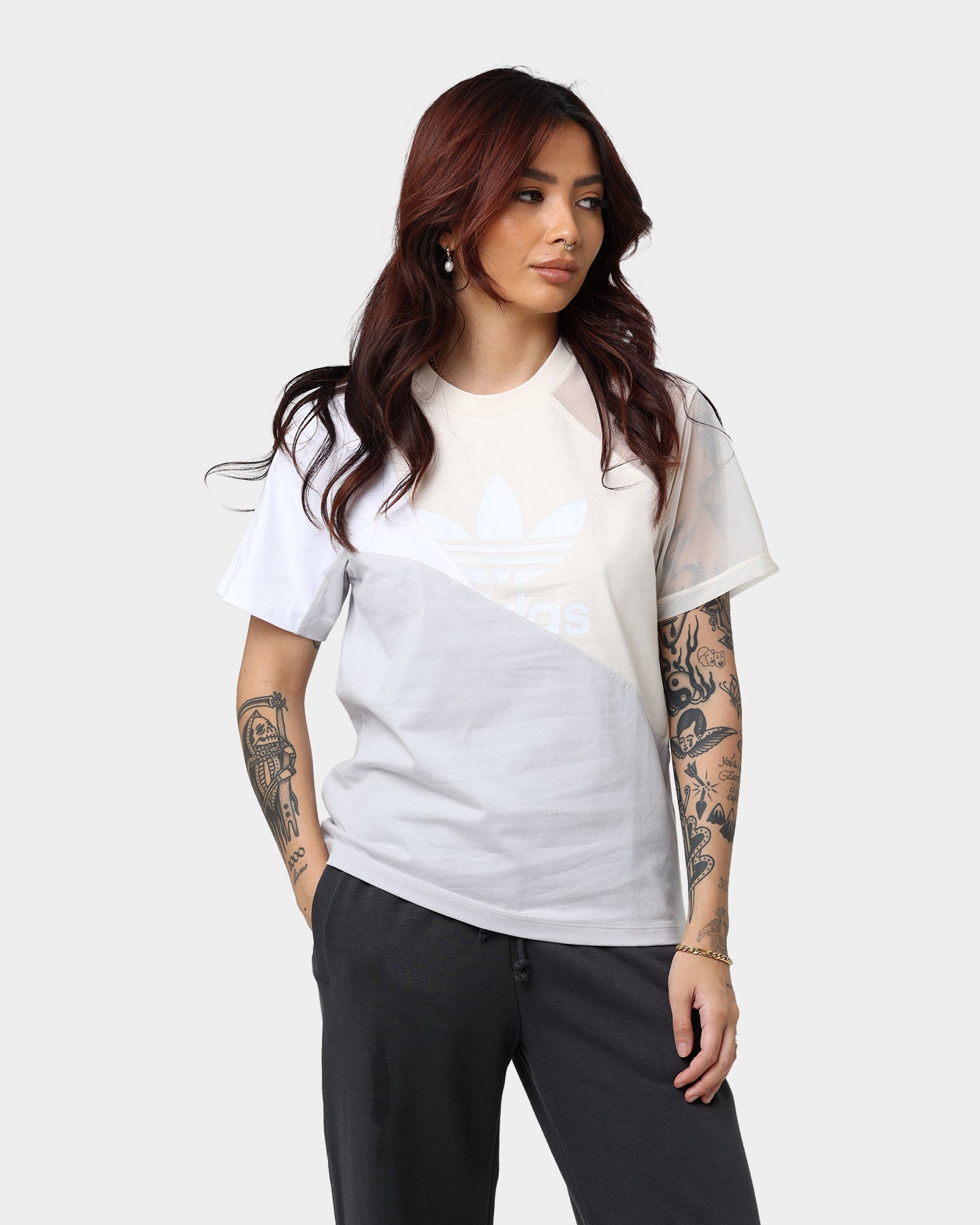 Adidas Women's Adicolor Split T-Shirt - Wonder White | Casual Wear, Workout & Street Style Fashion