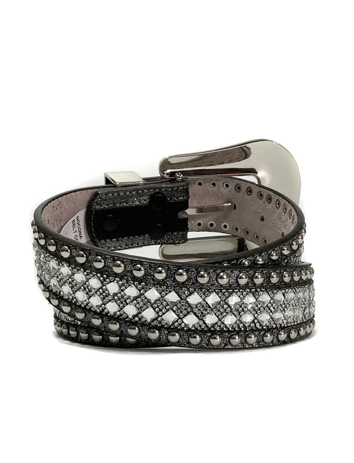 Nocona Women's Studded Bling Leather Belt with Silver Accents - Western Fashion Accessory for Jeans, Dresses & Cowgirl Outfits