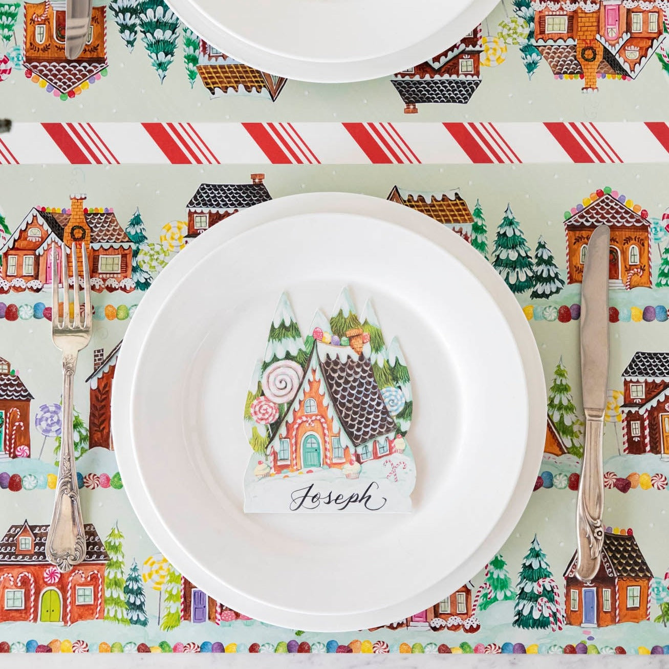 Personalized Gingerbread Place Card Holders - Christmas Party Table Setting & Holiday Dinner Decor