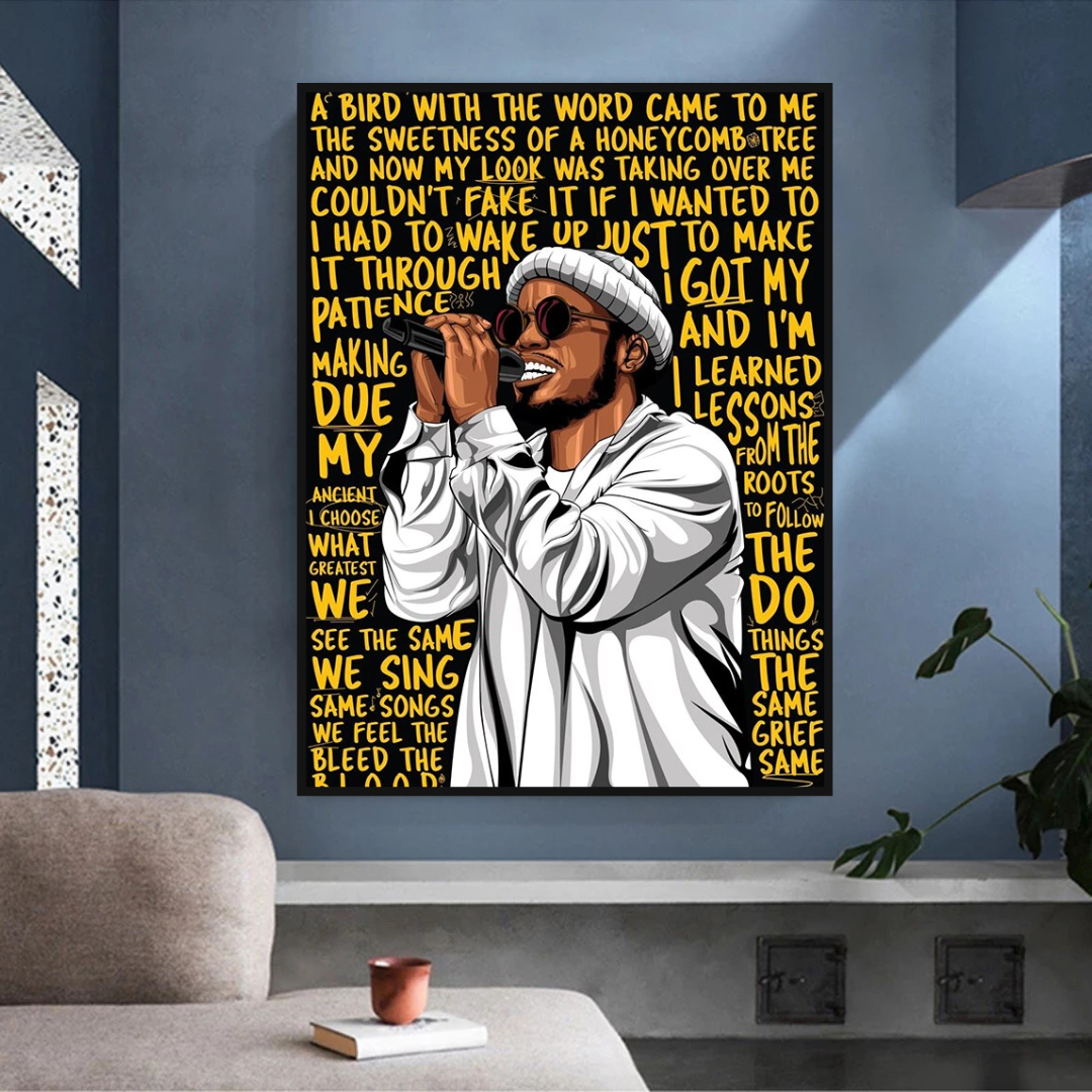 Anderson Paak Singer Rapper Canvas Wall Art Print - Music Inspired Home Decor for Bedroom, Living Room & Office - Perfect Gift for Fans & Music Lovers