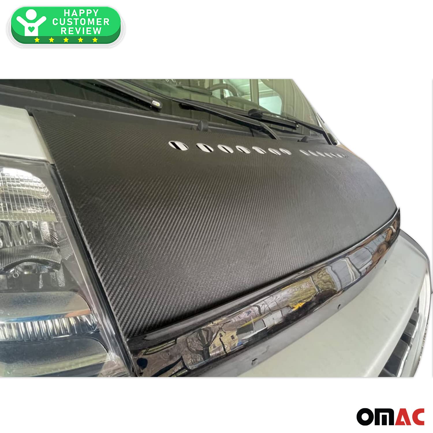 OMAC Carbon Black Full Coverage Car Bonnet Mask Hood Bra for RAM ProMaster 2014-2025 - Durable Protection Against Road Debris & Weather for Van, RV & Camping Vehicles