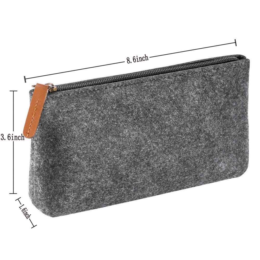 Semilyn Felt Makeup Bag - Travel Cosmetic Organizer for Toiletries & Gadgets (Grey) - Perfect for Travel & Daily Use