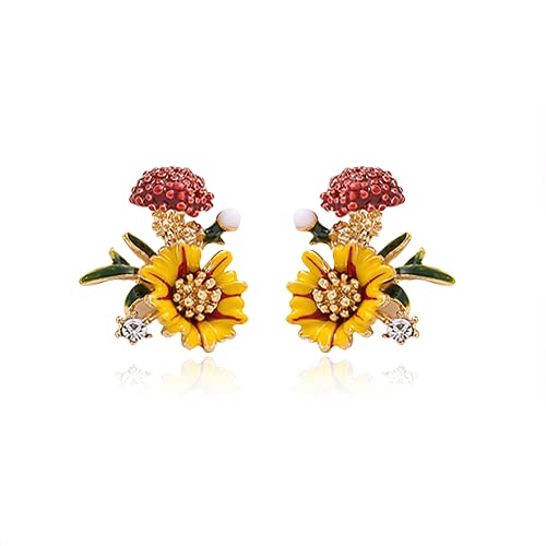 18K Gold Plated Daisy Stud Earrings for Women & Girls - Enamel Charm Jewelry Gift for Birthday, Anniversary & Special Occasions | Elegant Everyday Wear & Party Accessories